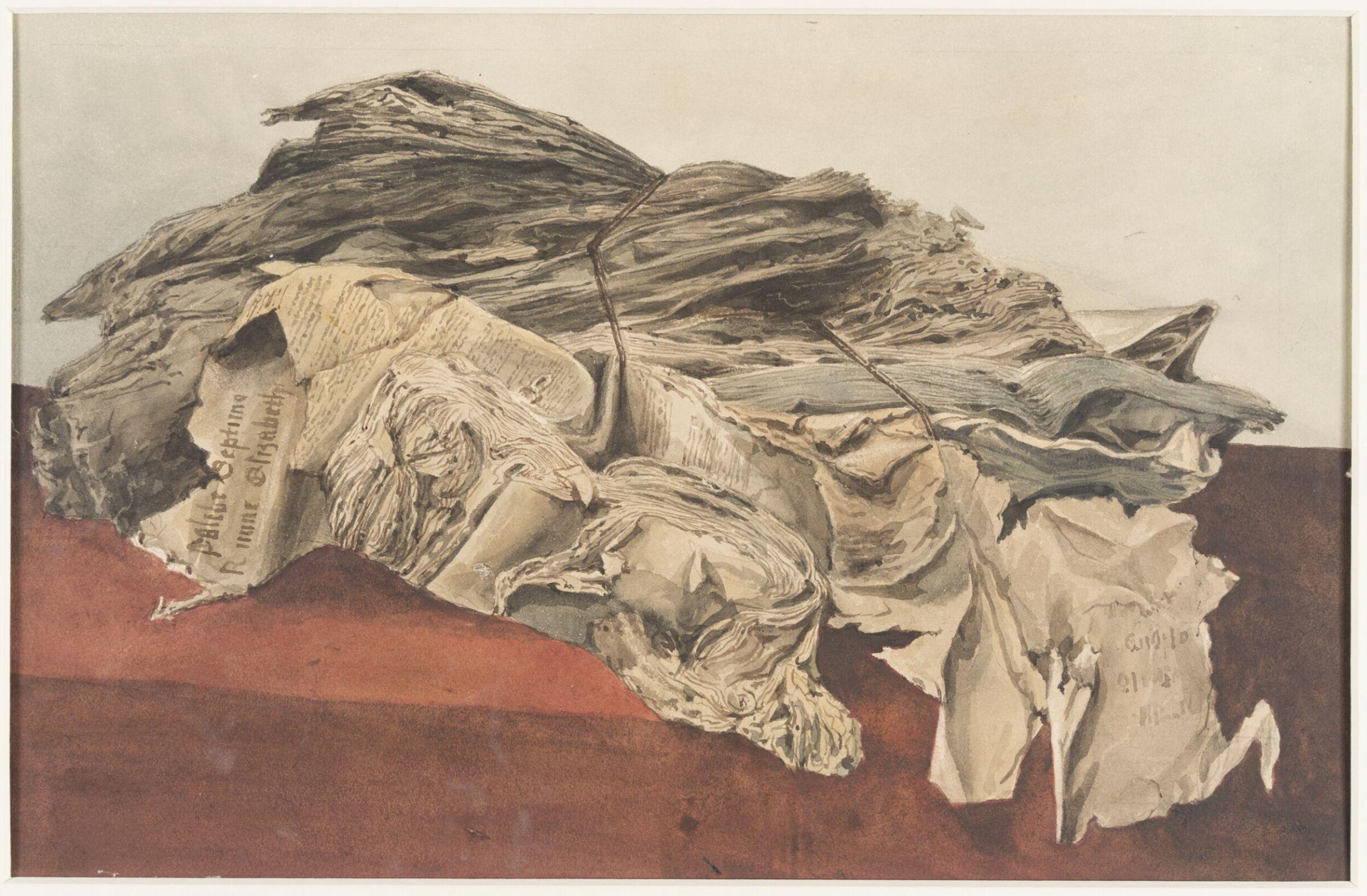 Drawing of a parcel of records in the Old Record Office, Henry Cole, mid 19th century