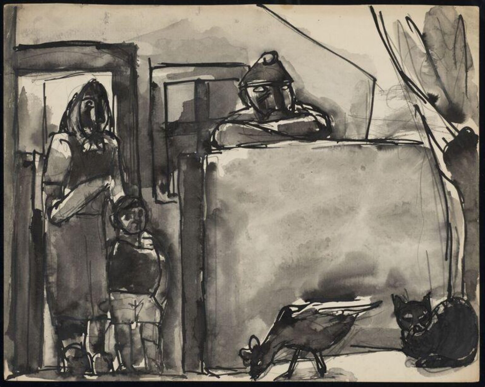 Drawing, Josef Herman, 1944-55