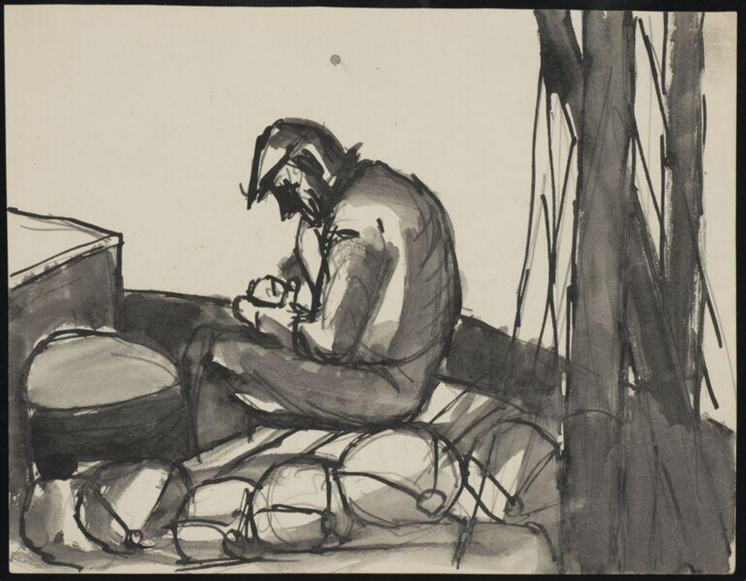 Drawing, Josef Herman, 1944-55