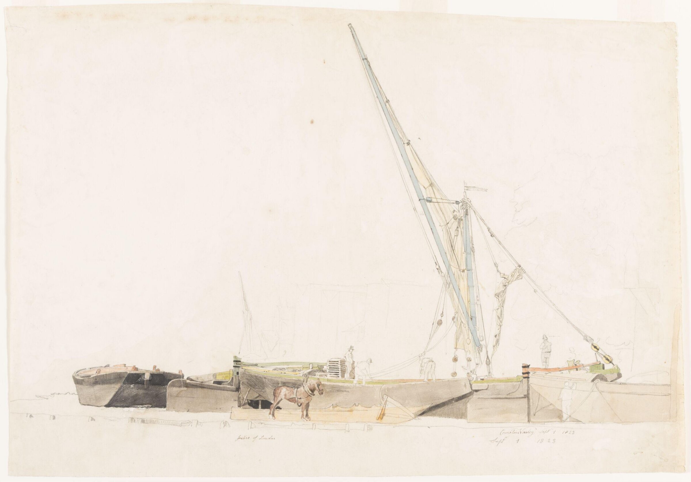 Study of a Thames barge: the Justice of London, Cornelius Varley, 1823