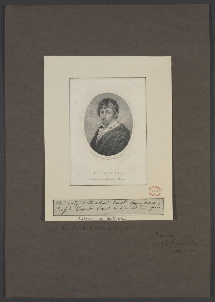 W. H. Ireland, Author of the Shakespeare Papers. top image