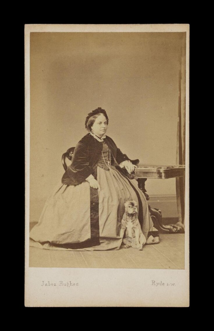 A portrait of a woman and dog top image