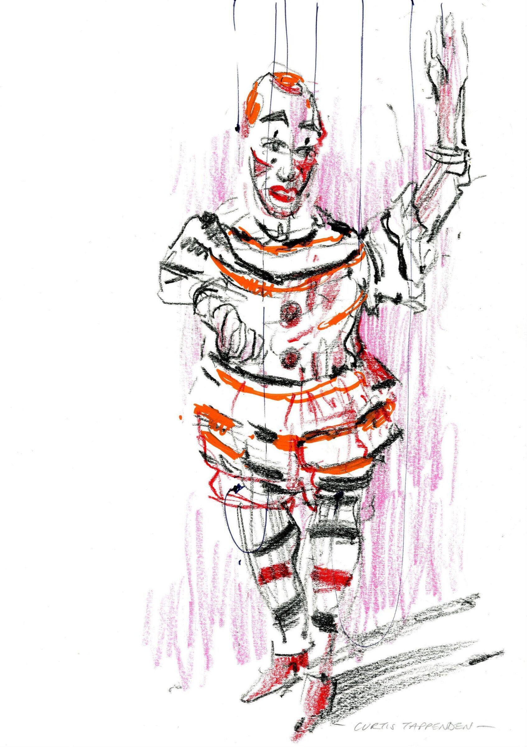 Victorian white-face clown marionette in performance at the V&A, 2018, Curtis Tappenden, 29/04/2018