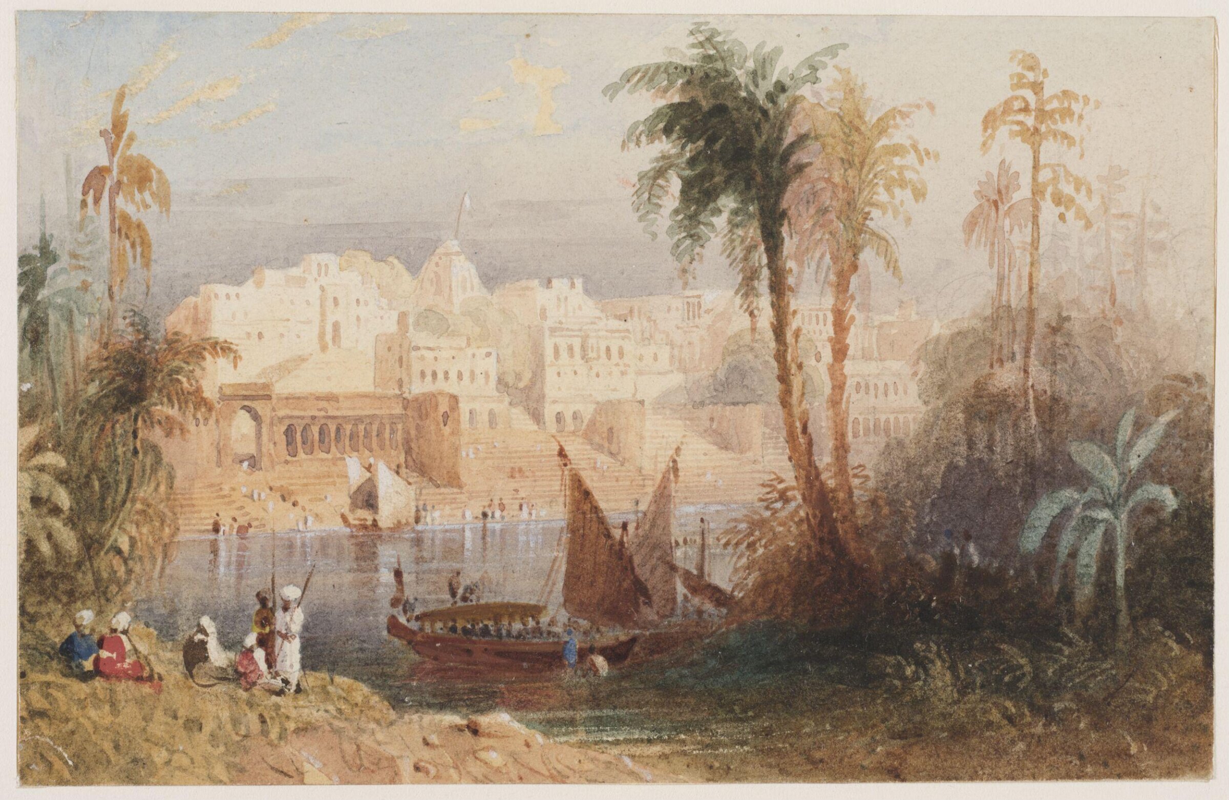 A view of an Indian city beside a river, Thomas Allom, 1804-1872
