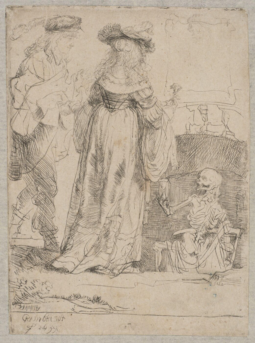 Rembrandt van Rijn, Death appearing to a wedded couple from an open grave