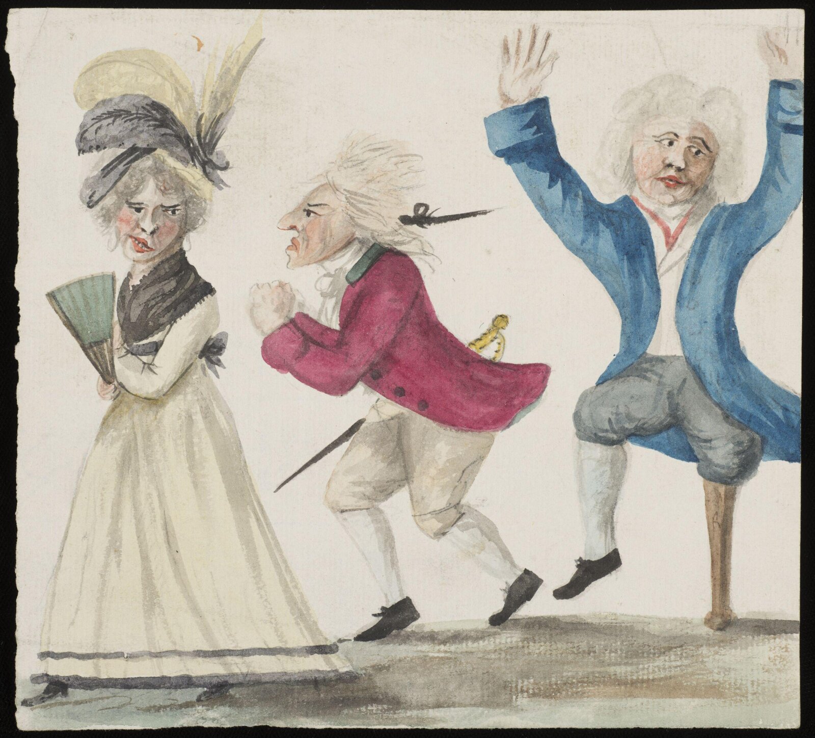A lady and two gentlemen, ca. 1790