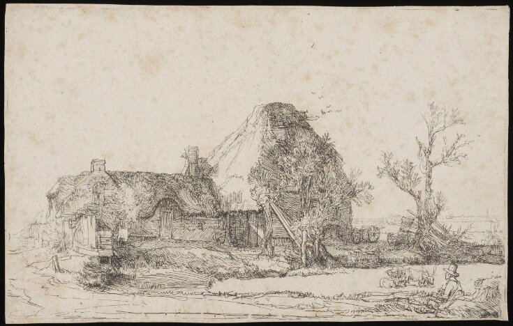 Cottages and farm buildings with a man sketching top image