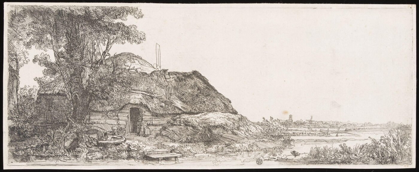 Rembrandt van Rijn, Landscape with a cottage and a large tree
