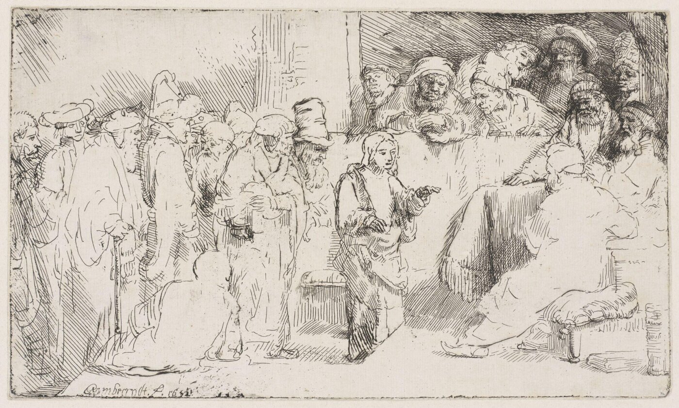 Rembrandt van Rijn, Christ disputing with the doctors; a sketch