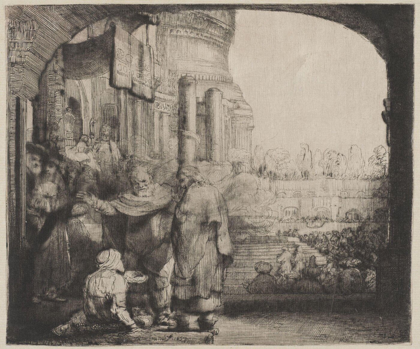 Rembrandt van Rijn, Peter and John Healing the Cripple at the Gate of the Temple