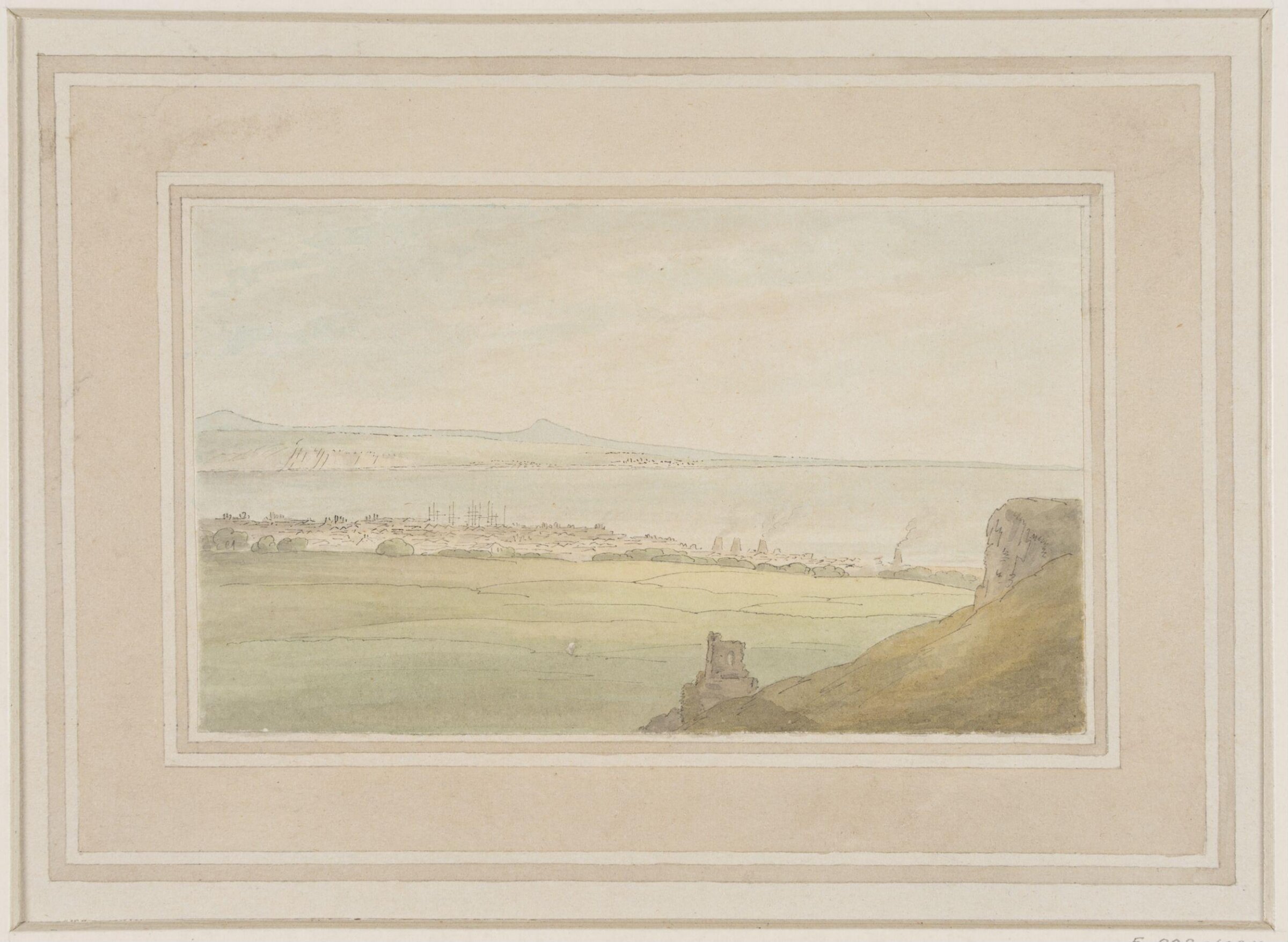 Leith, with Kirkcaldy on the coast of Fifeshire, from the bottom of Arthur's Seat, John White Abbott, 19 June 1791