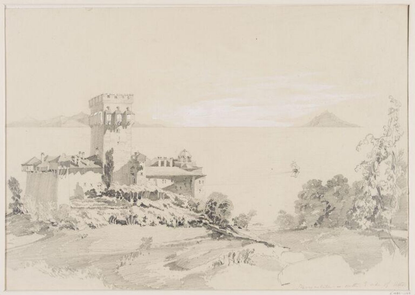 Unknown, Stavronikéta, on the E. side of Athos; Is of Thasos &amp; Samothrace in the distance