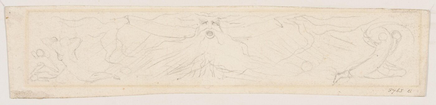 William Blake, Head and shoulders of a bearded figure with open mouth and outstretched arms