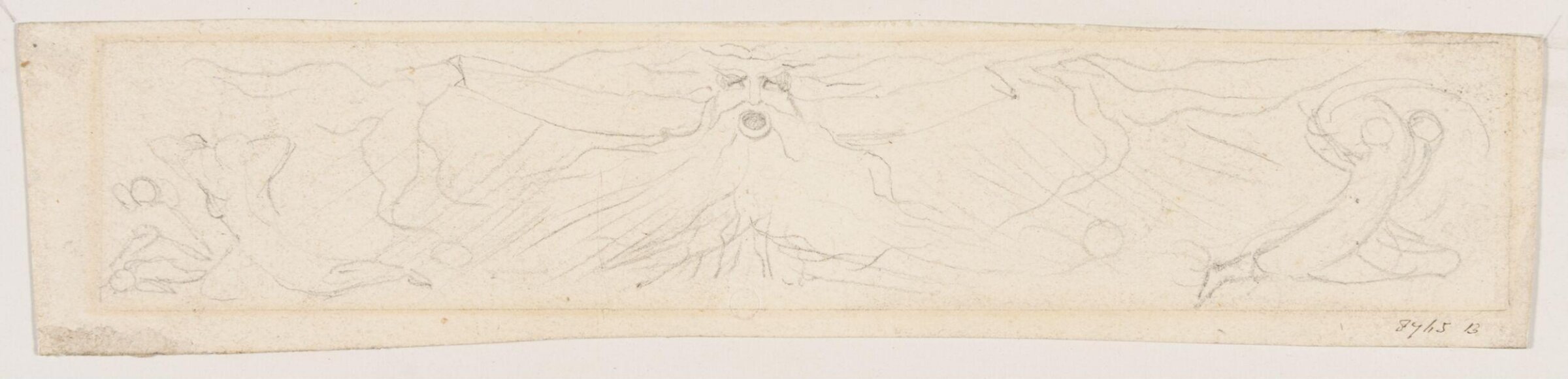 Head and shoulders of a bearded figure with open mouth and outstretched  arms, Уильям Блейк, конец XVIII — начало XIX века