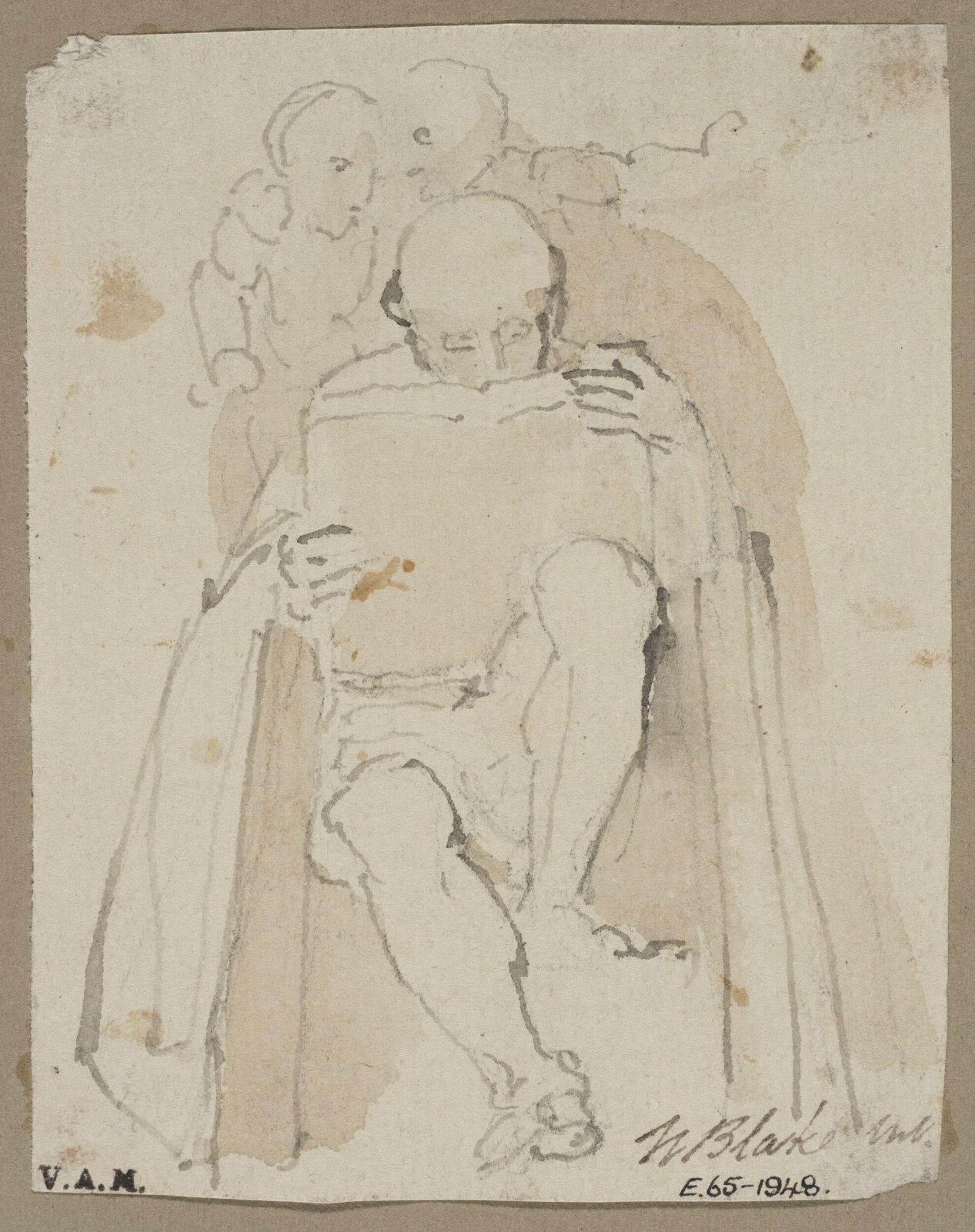 A seated man wearing a cloak, Уильям Блейк, 1757-1827