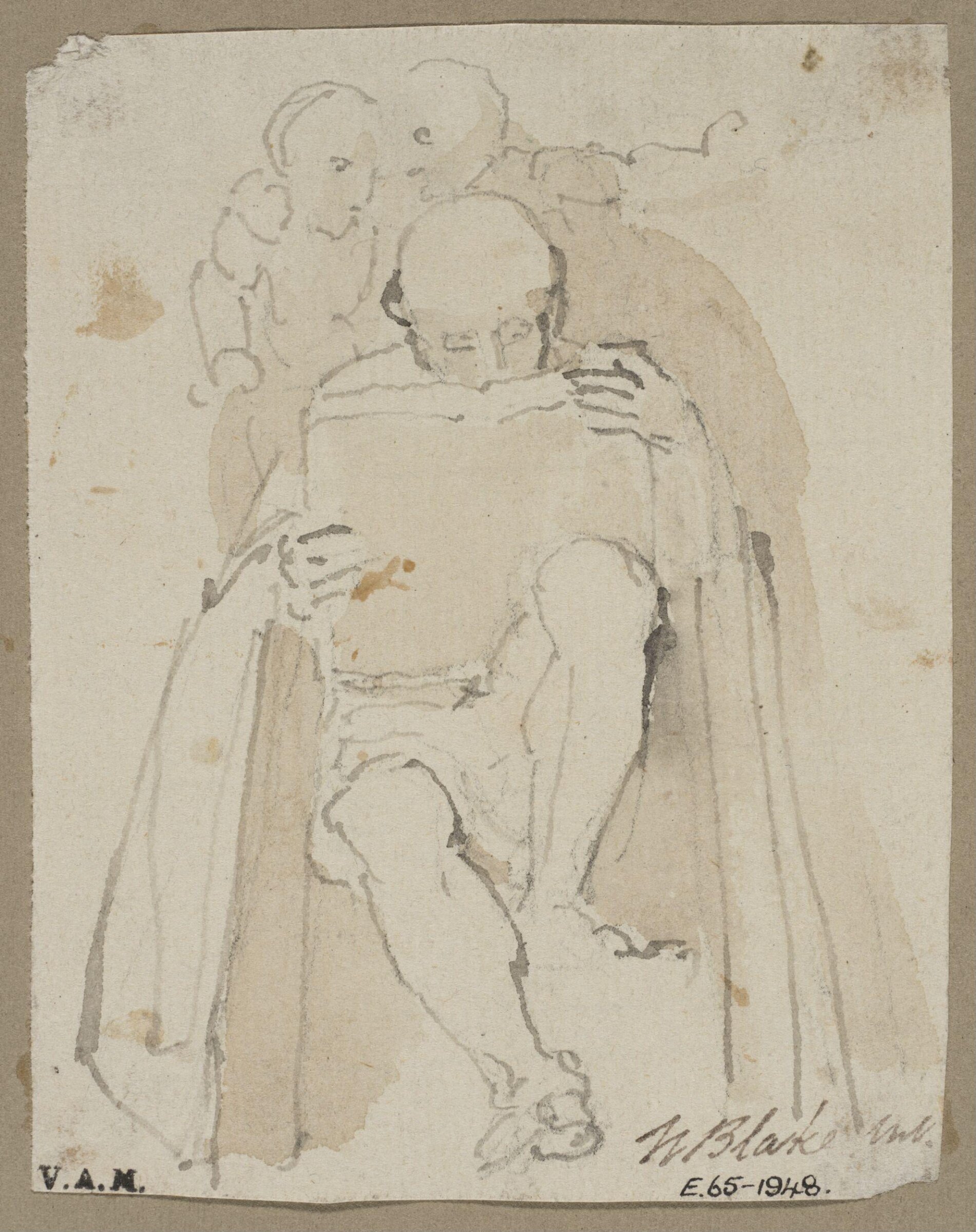 A seated man wearing a cloak, Уильям Блейк, 1757-1827