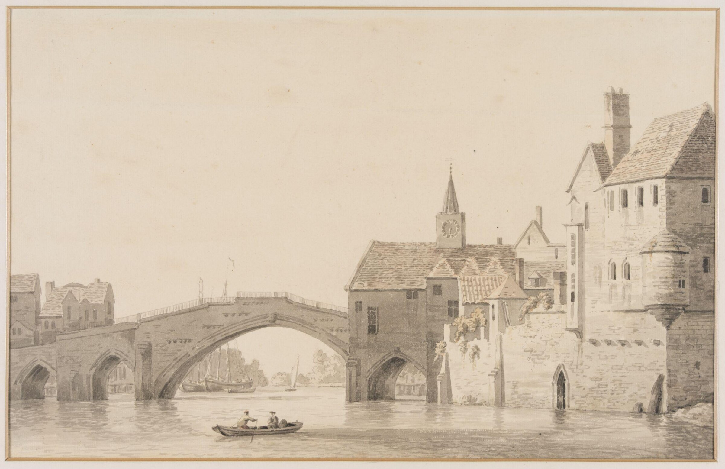 Bridge and houses at York, William Marlow, ca. 1760-1813