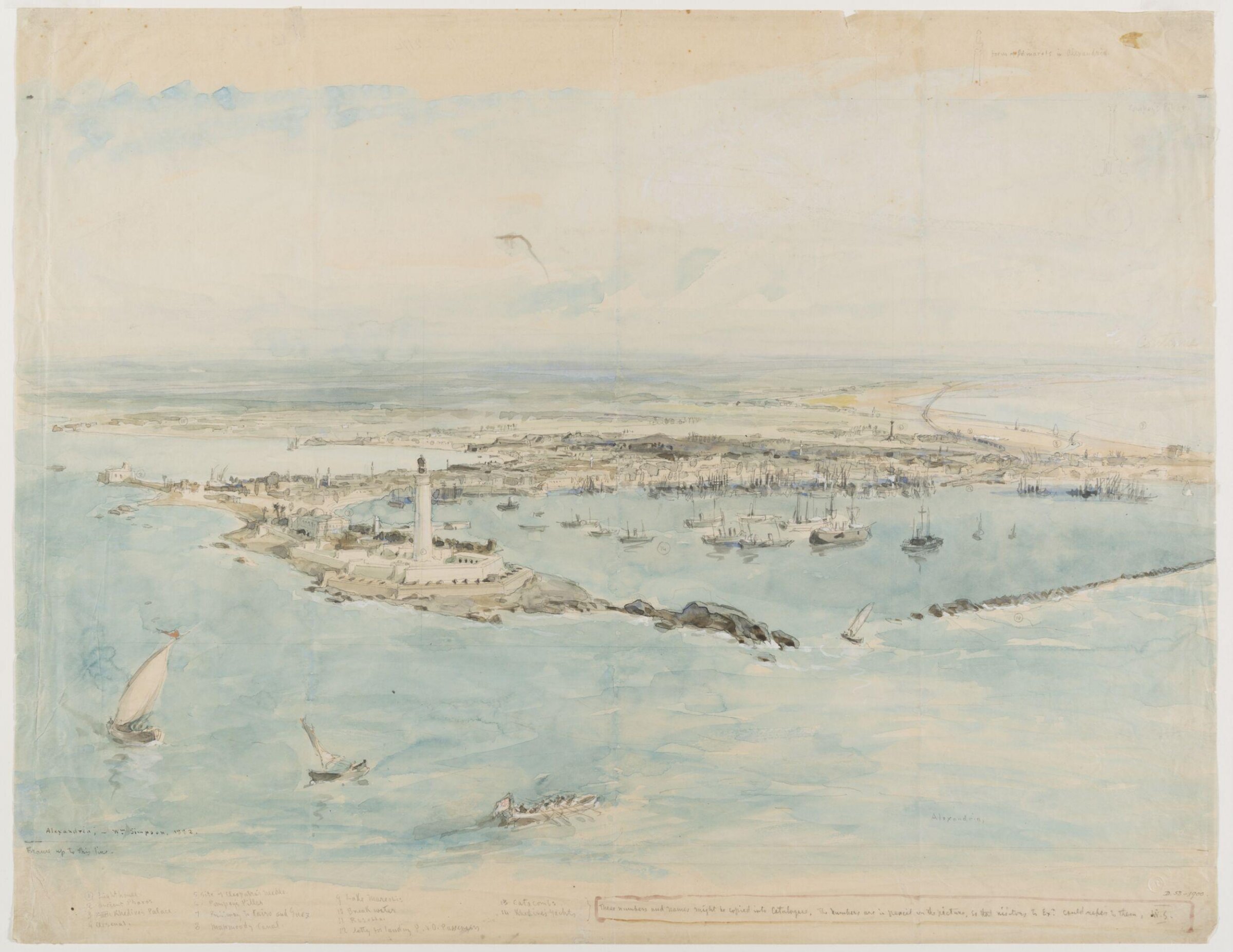 Bird's-Eye View of Alexandria from the Sea, William Simpson, 1882