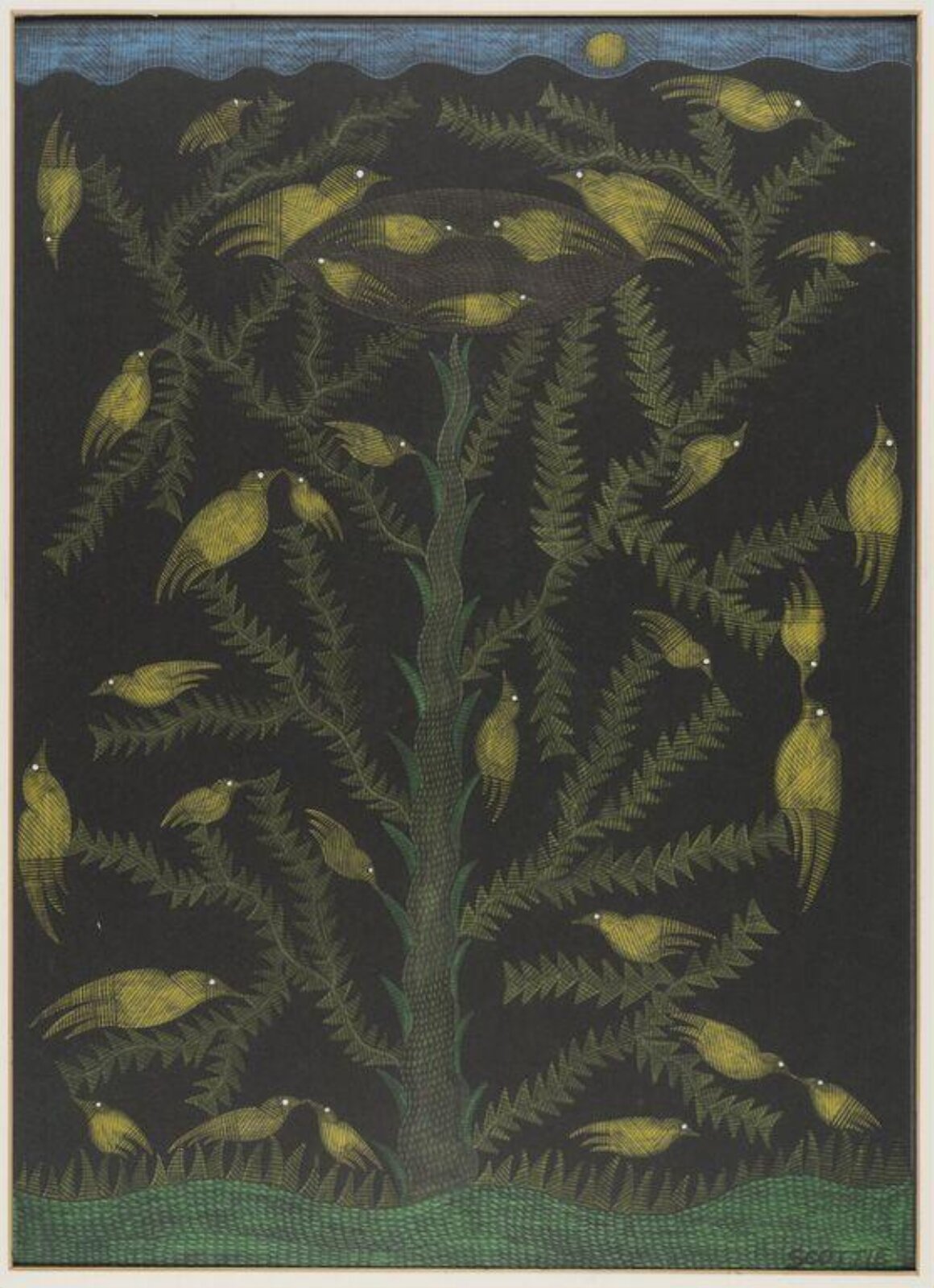 Birds in a tree, Scottie Wilson