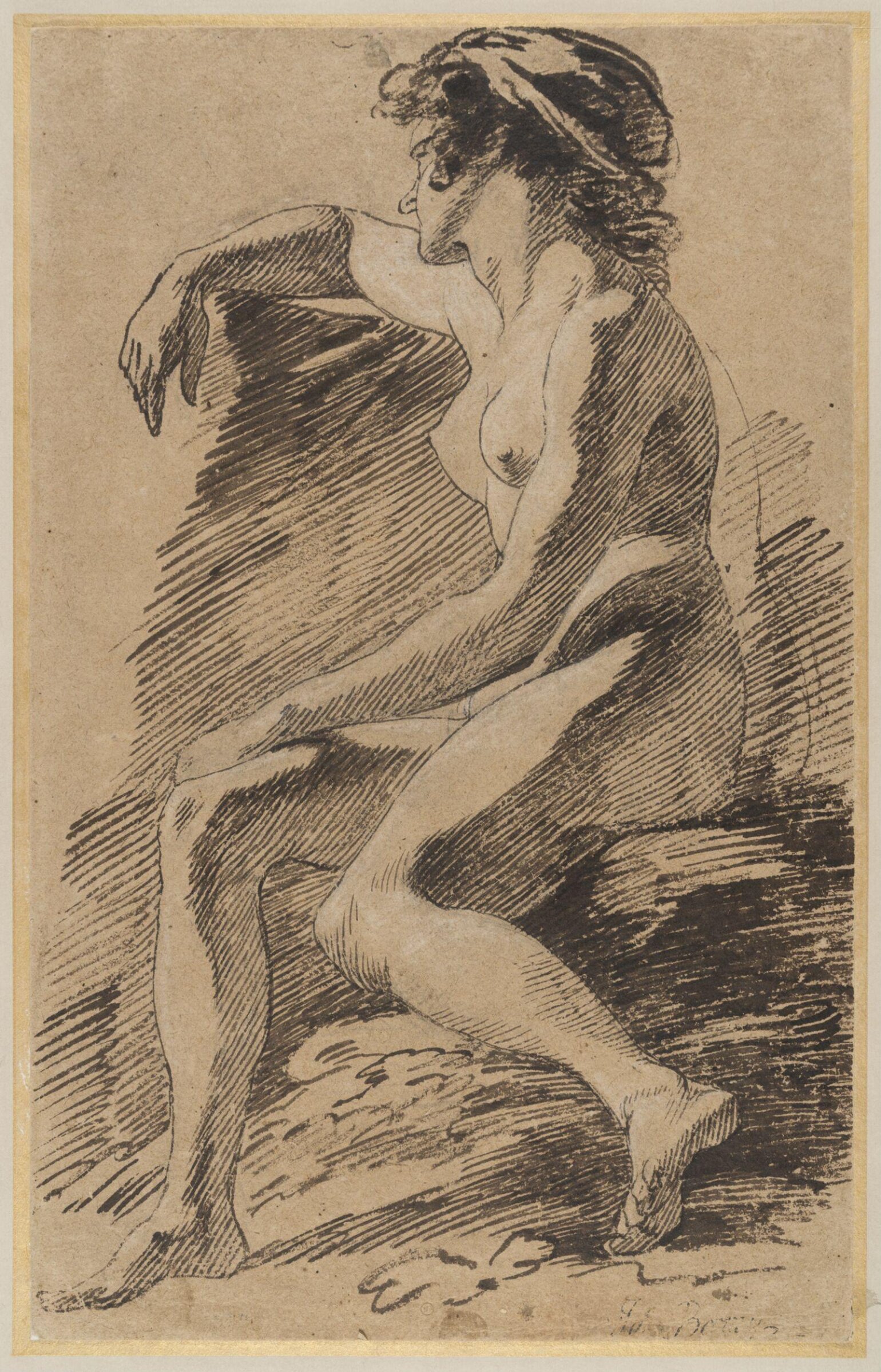 Study of a seated female nude, James Barry, 18th century