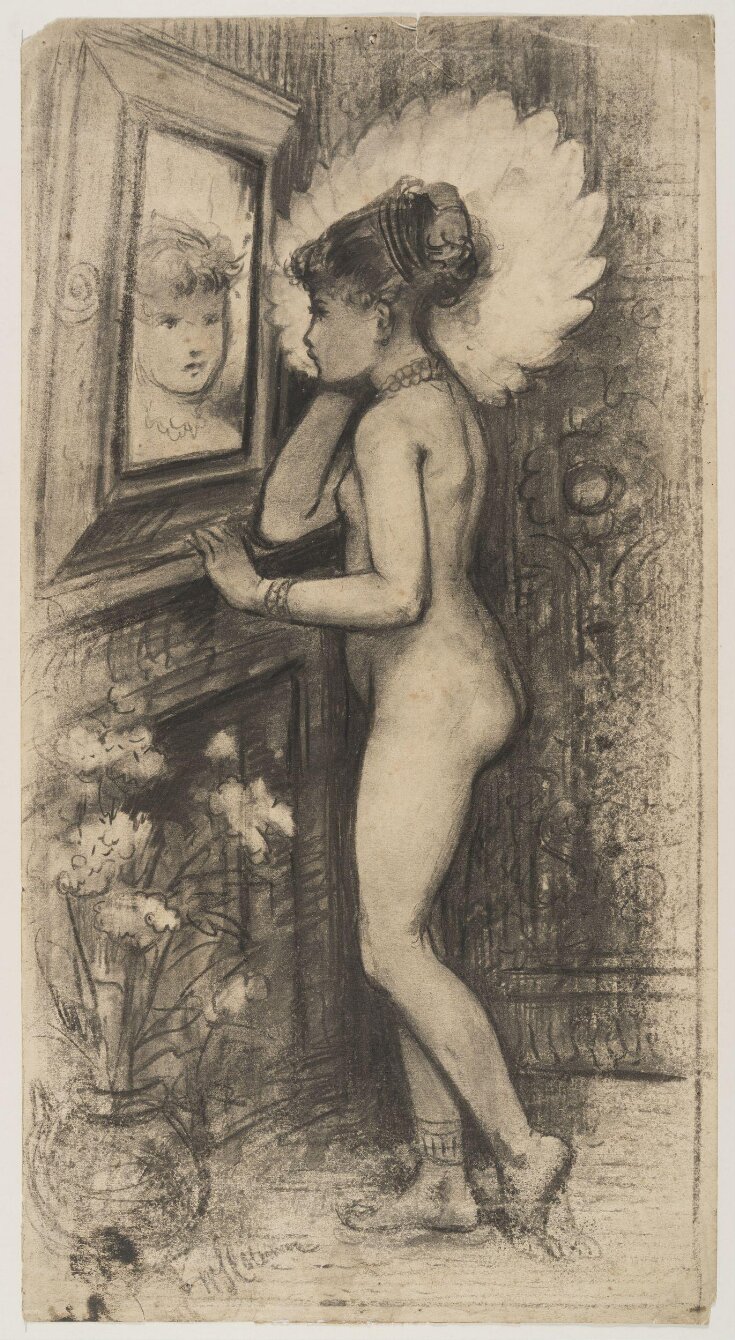 Nude girl looking into a mirror above a fireplace | Coleman | V&A Explore  The Collections