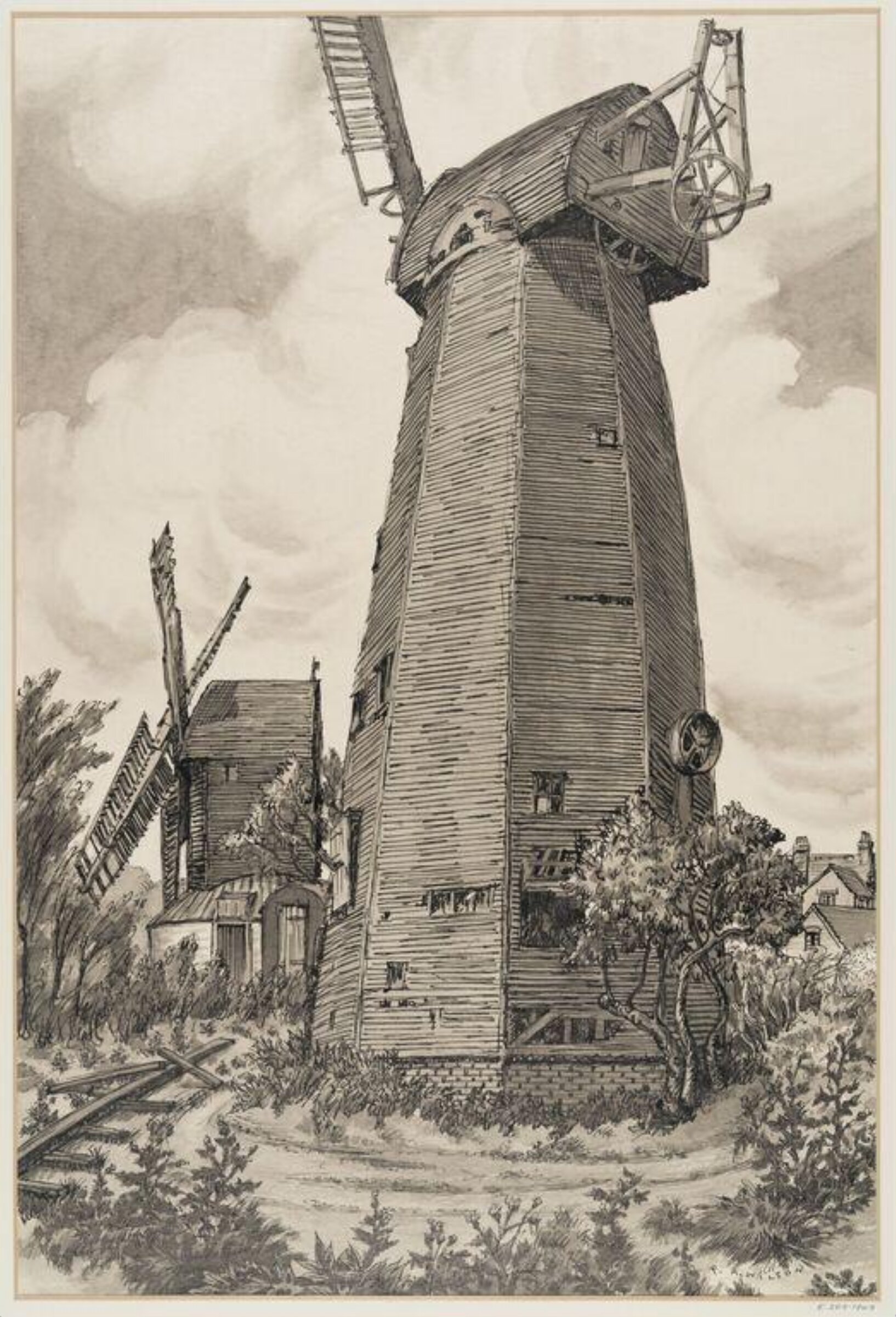 Mills at Outwood, Surrey, Robert Arthur Wilson, 1945