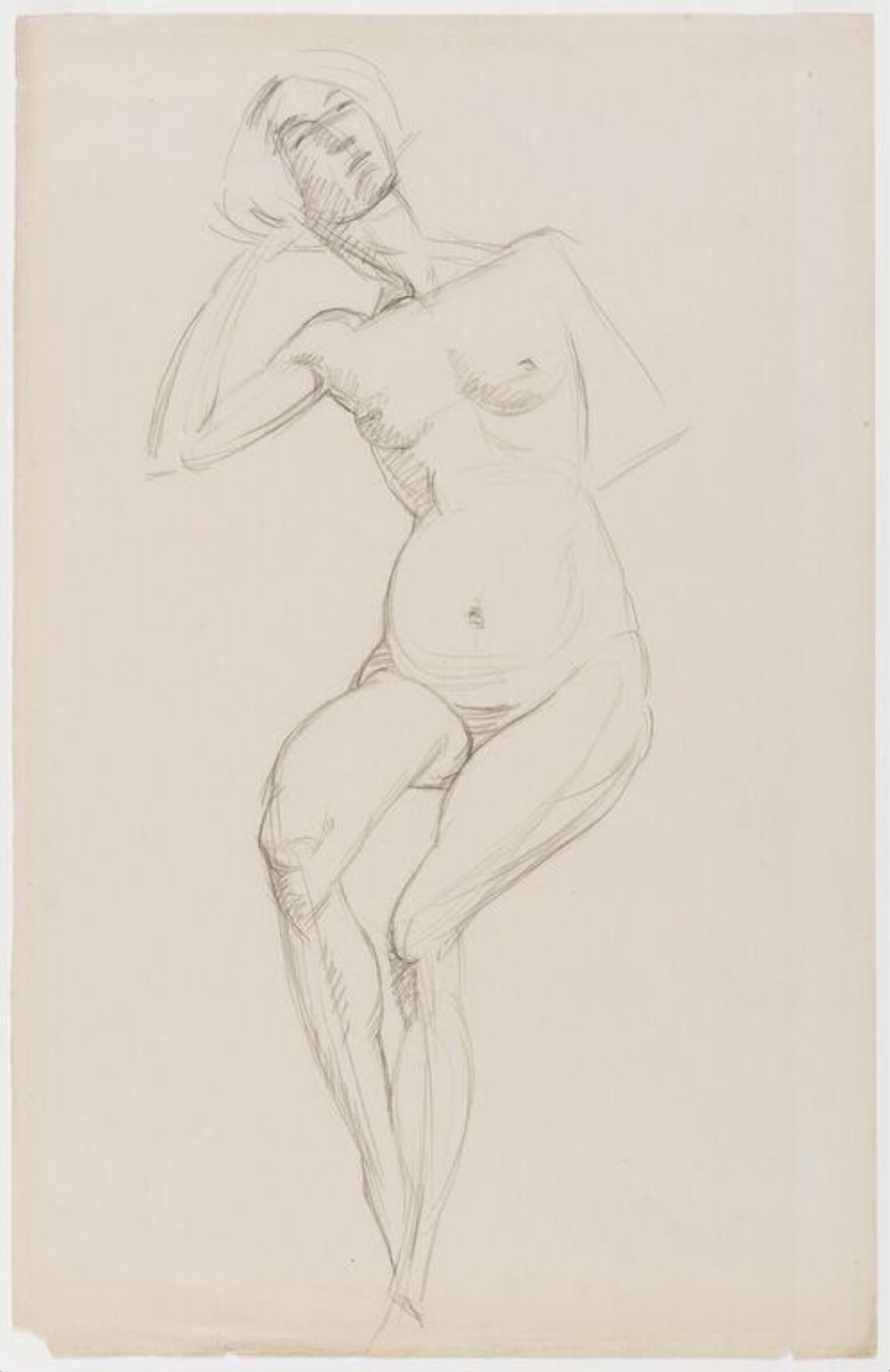 Study of a seated female nude, Matthew Arnold Bracy Smith, 1916