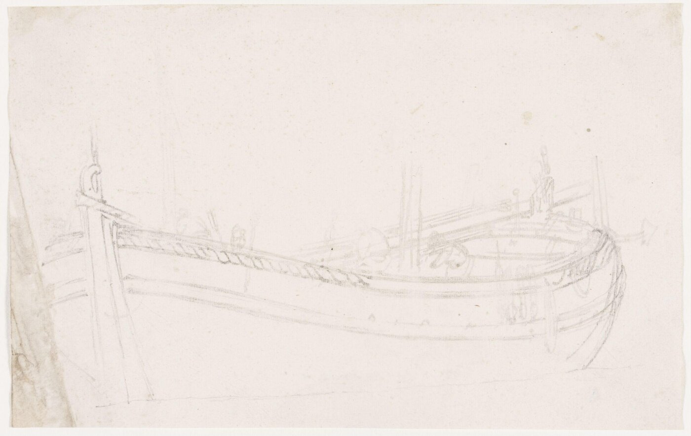 willem van de velde the elder, Hull of a Dutch galliot; bow view