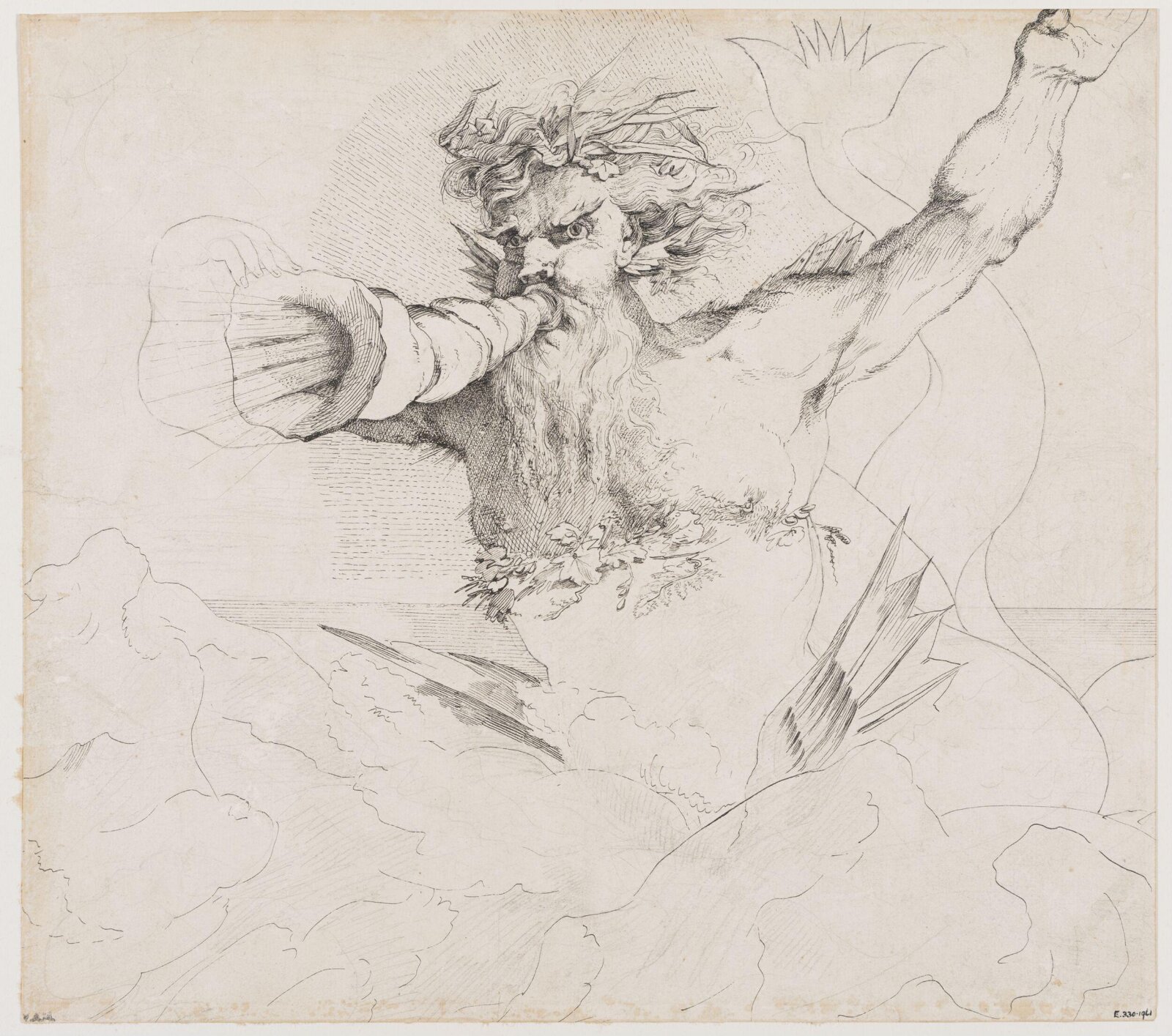 Triton blowing into a shell, John Hamilton Mortimer, ca.1765-1779