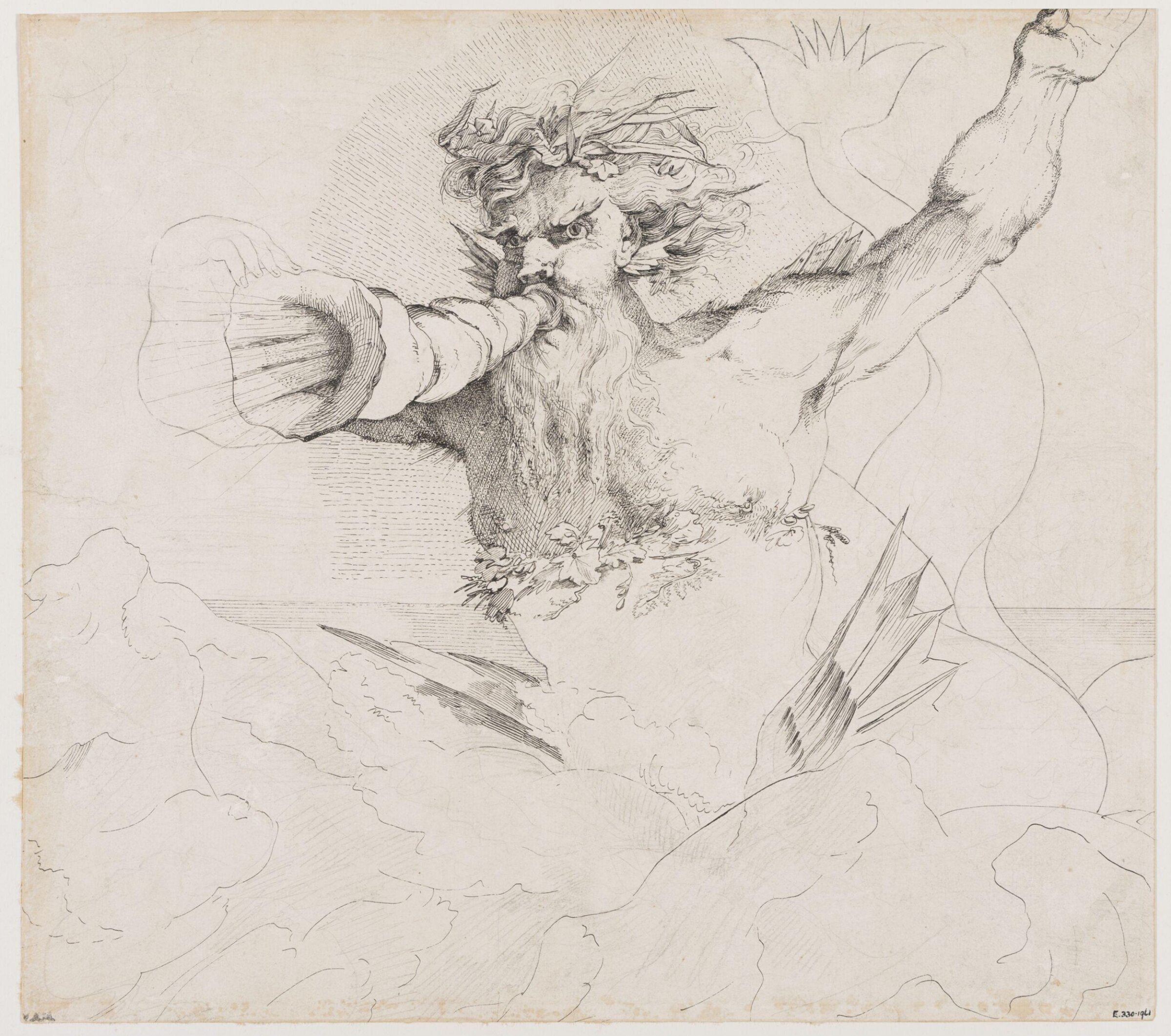 Triton blowing into a shell, John Hamilton Mortimer, ca.1765-1779