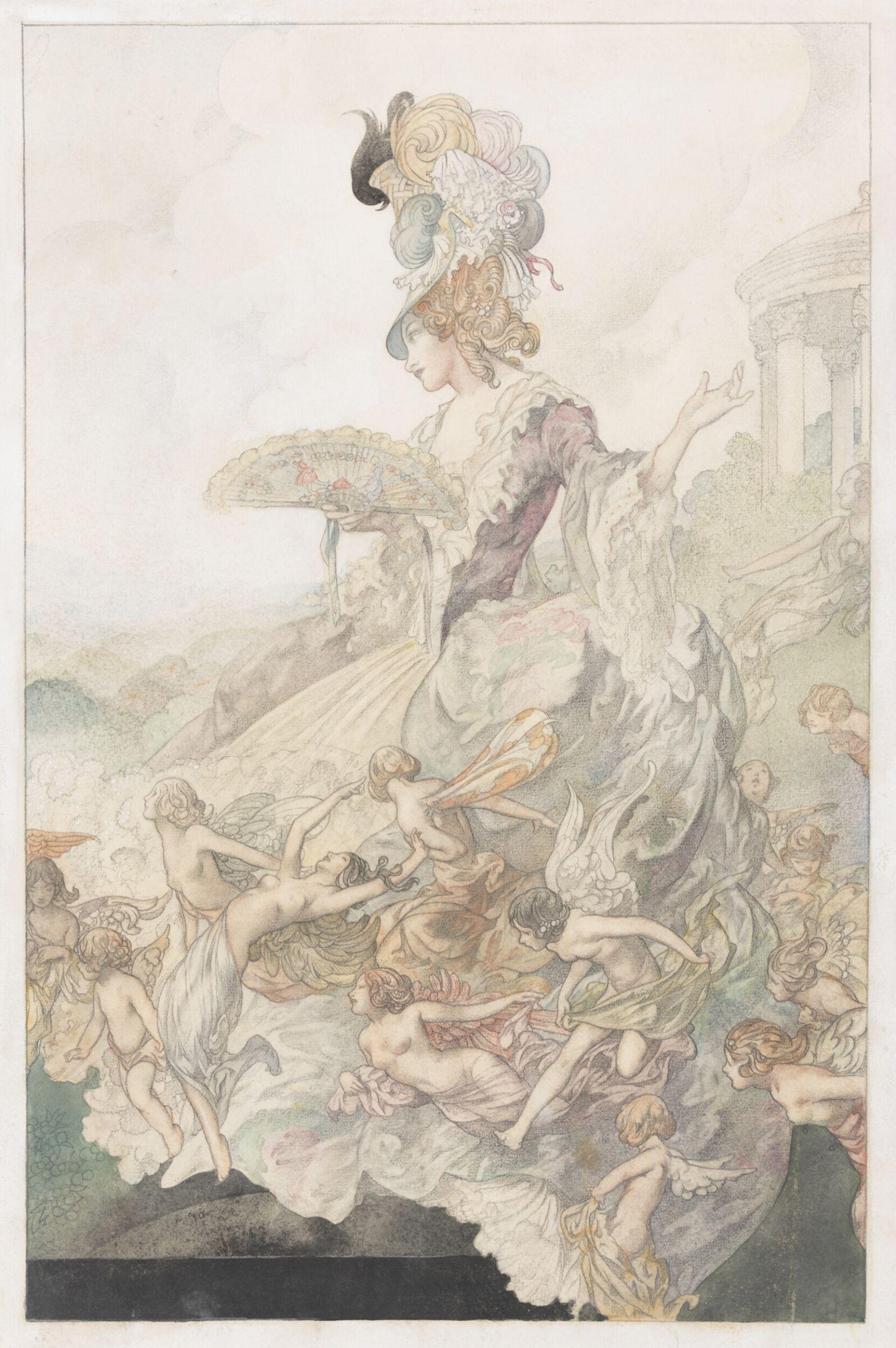Lady with Fan, with attendant nymphs, Charles Robinson, 1931