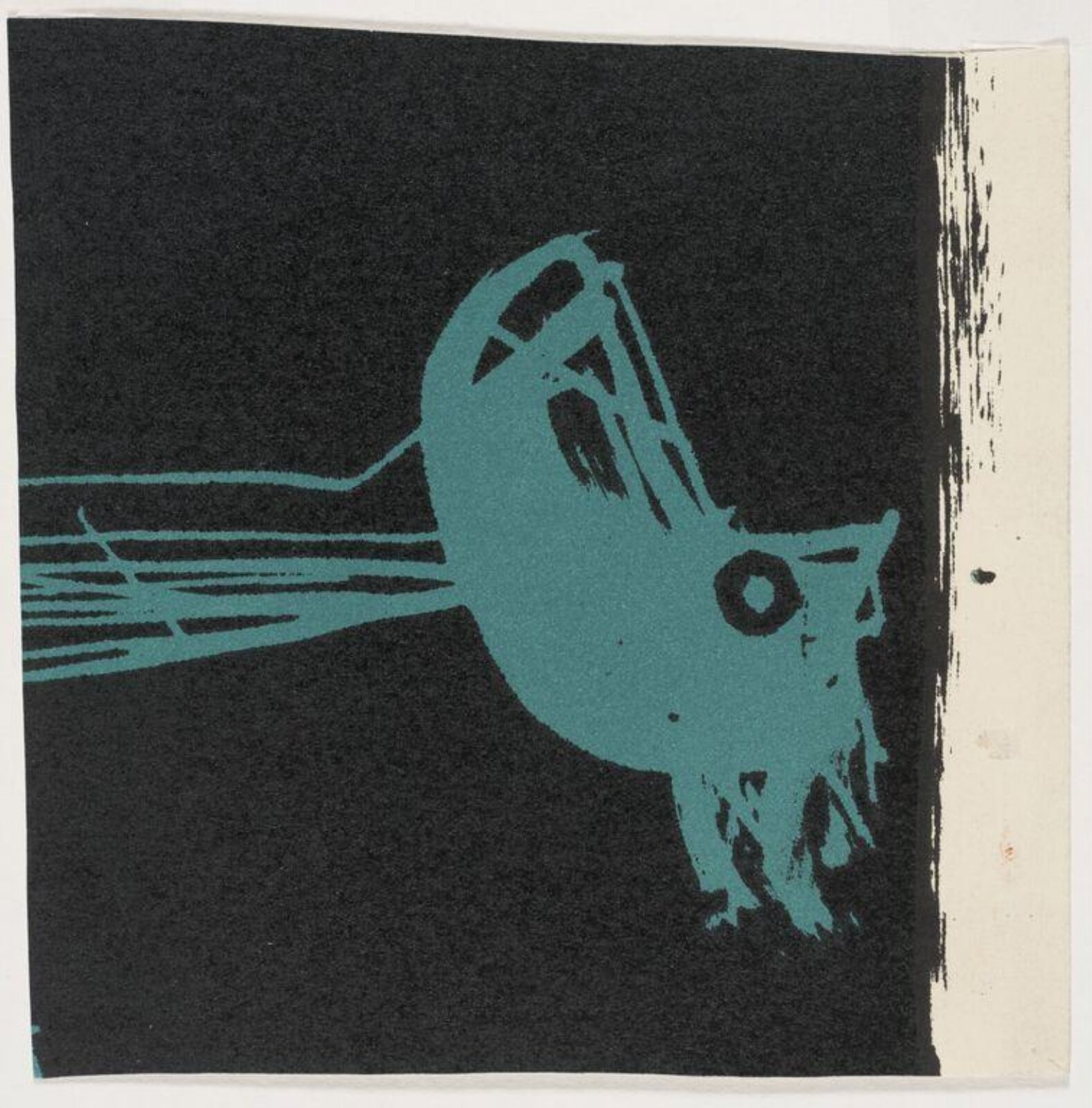 Green cock's head on a black background, Bernard Meadows