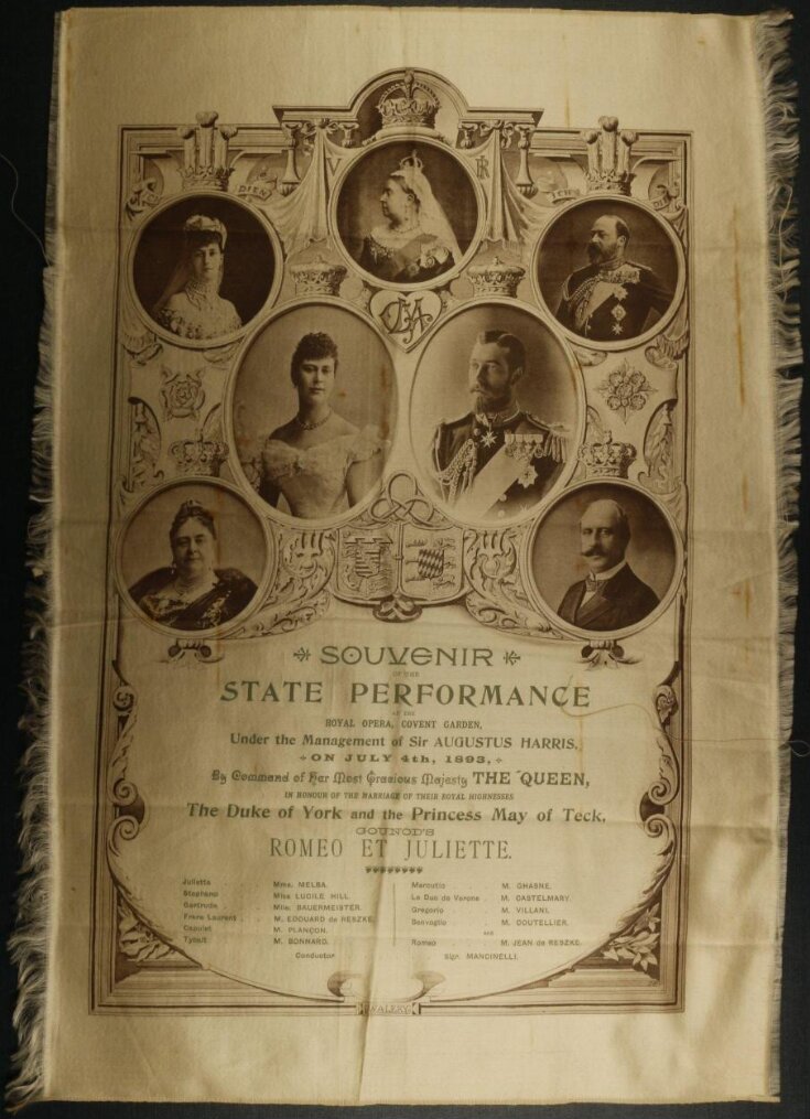 Silk programme of the State Performance at the Royal Opera, Covent Garden, 4th July 1893 top image
