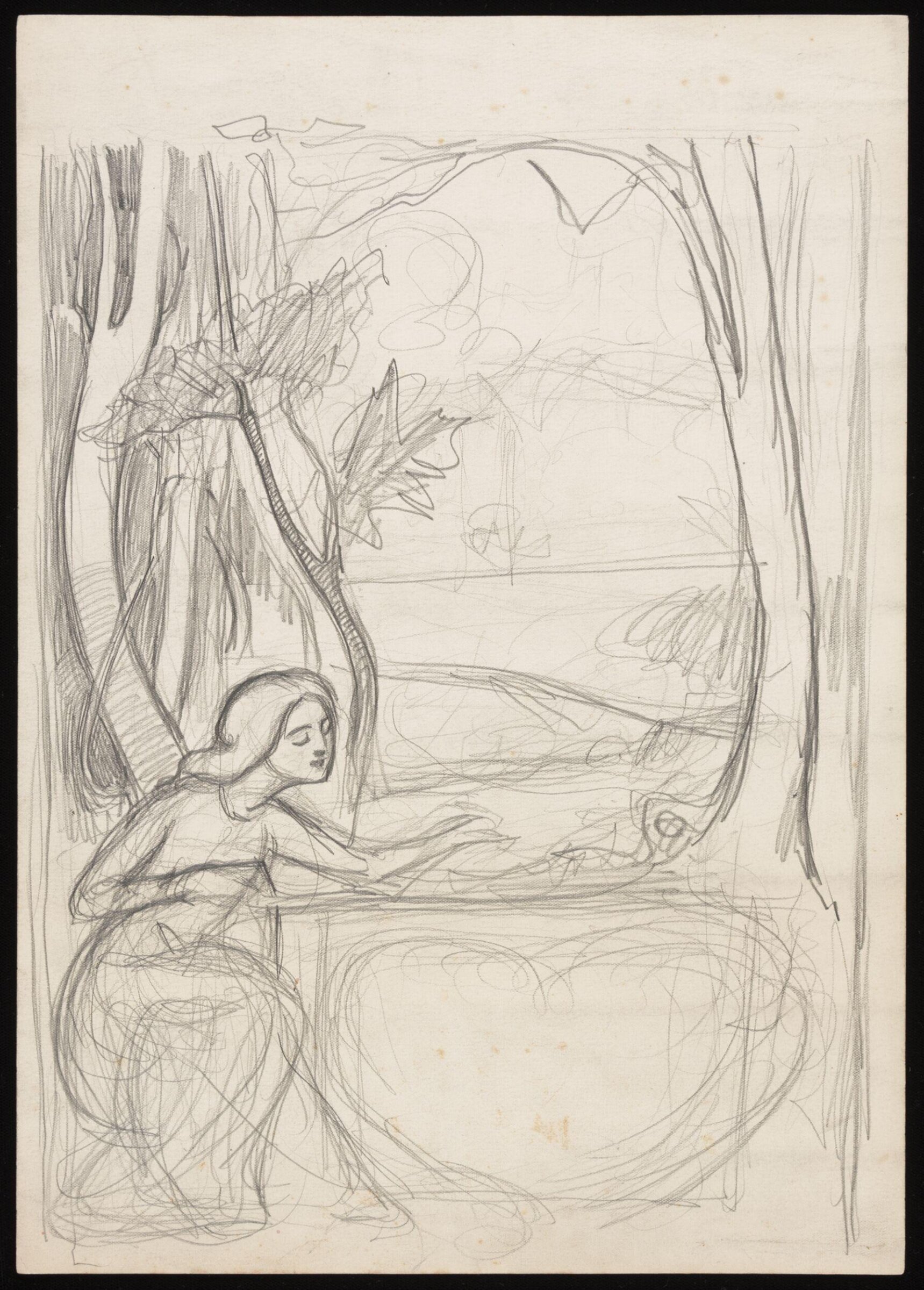 Seated girl reading a book, Eric Forbes-Robertson, ca. 1902