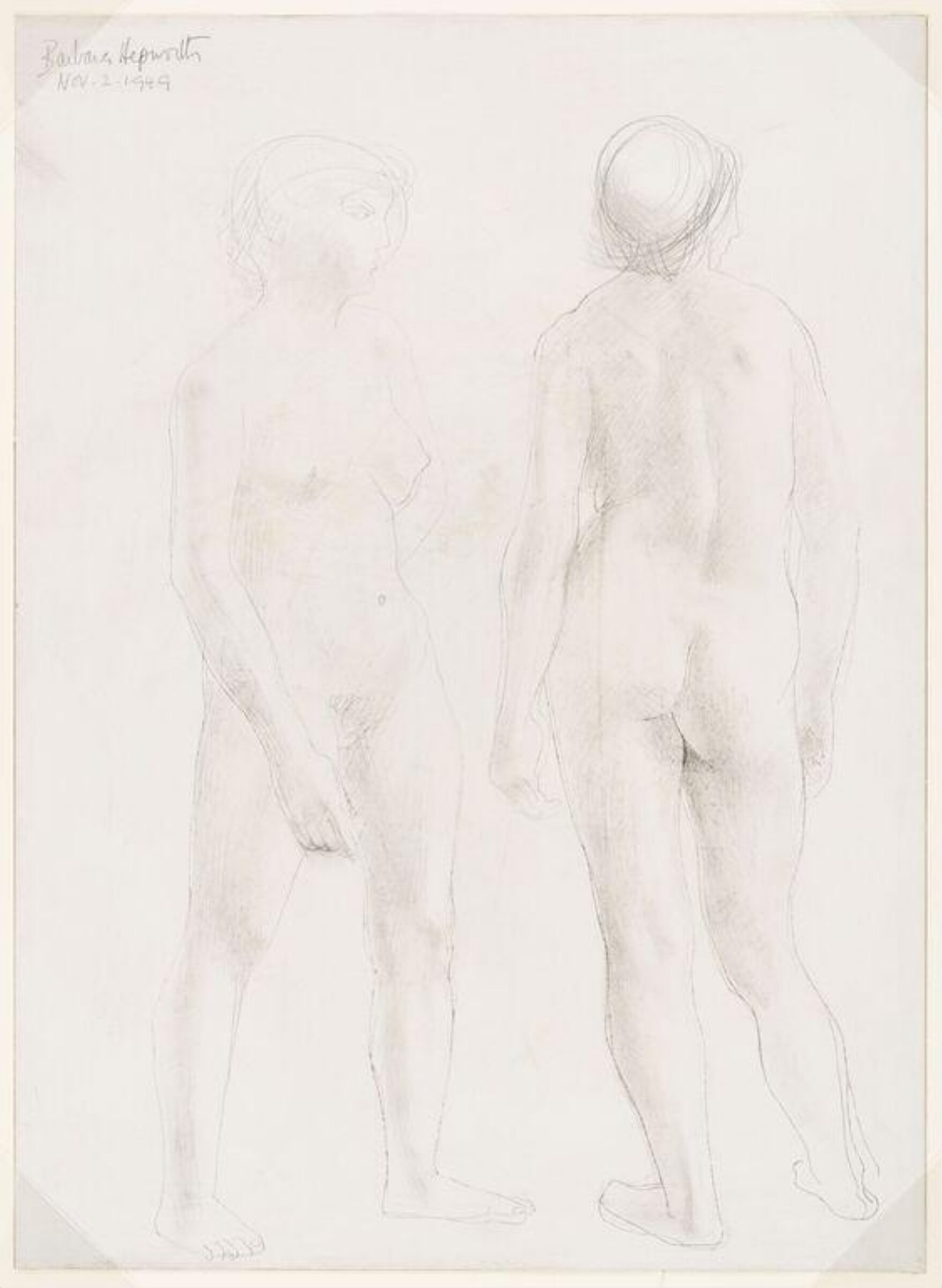 Figure study of two standing women, Barbara Hepworth, 1949