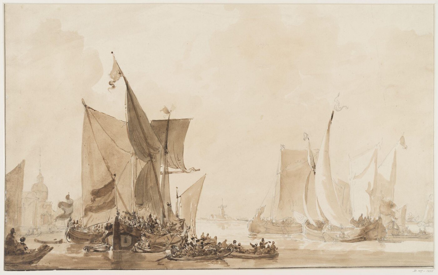 Augustus Wall Callcott, Seapiece with shipping