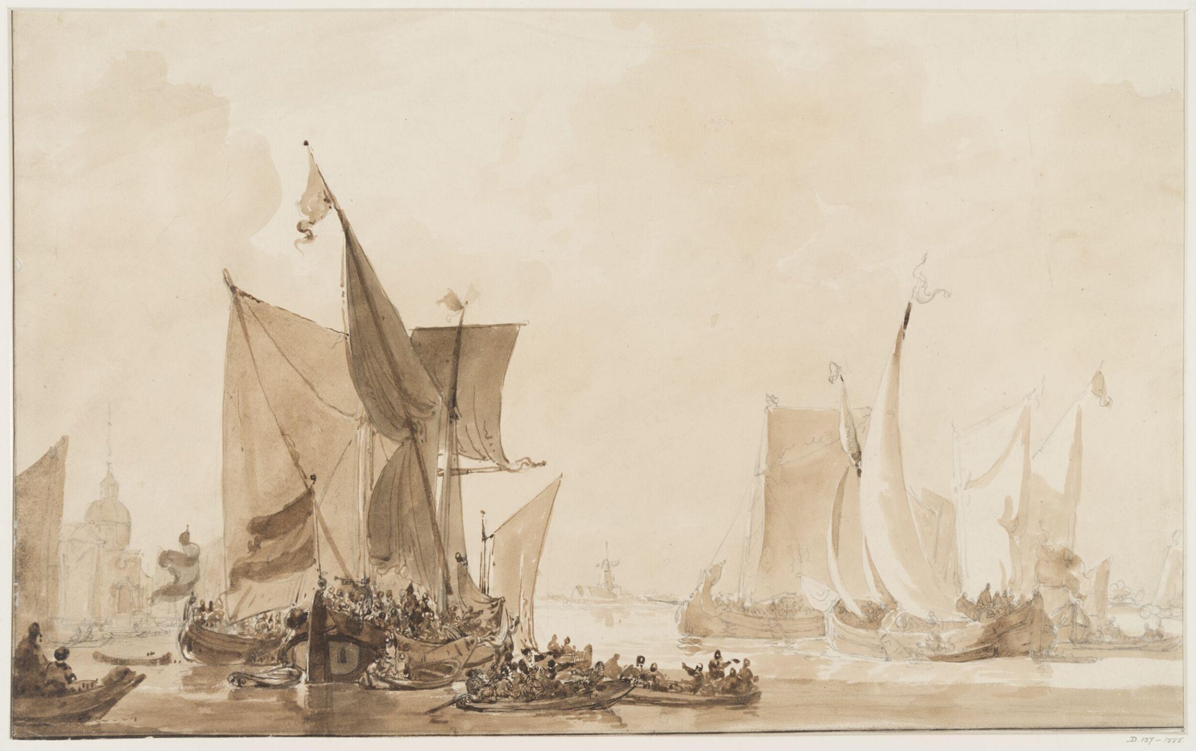 Seapiece with shipping, Augustus Wall Callcott, ca. 1805-1844