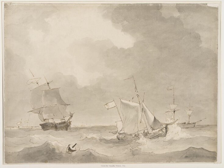 A rinkelaar close-hauled in a strong breeze, with other ships under sail top image