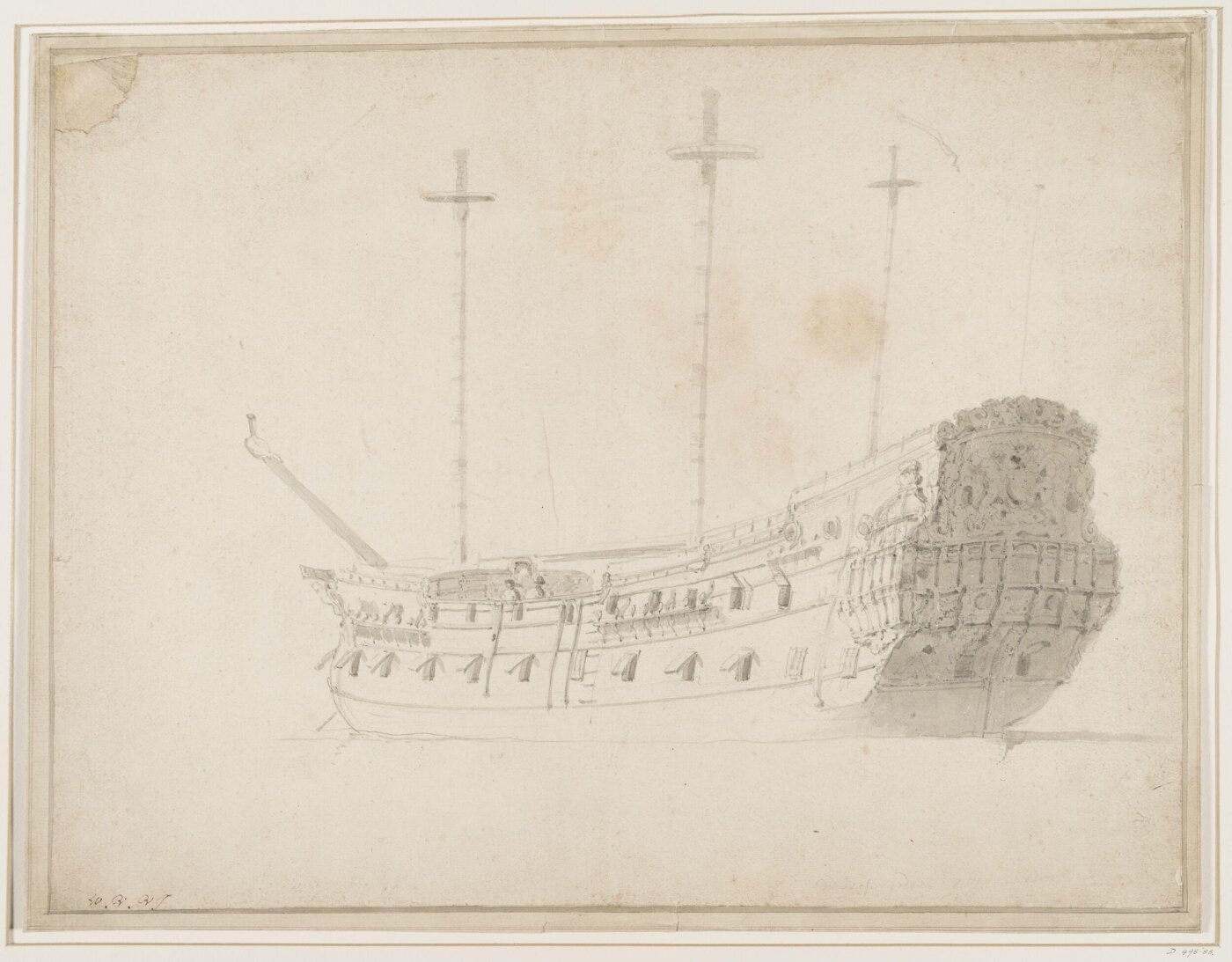 willem van de velde the elder, The English ship Happy Return  at anchor; from Astern, port side
