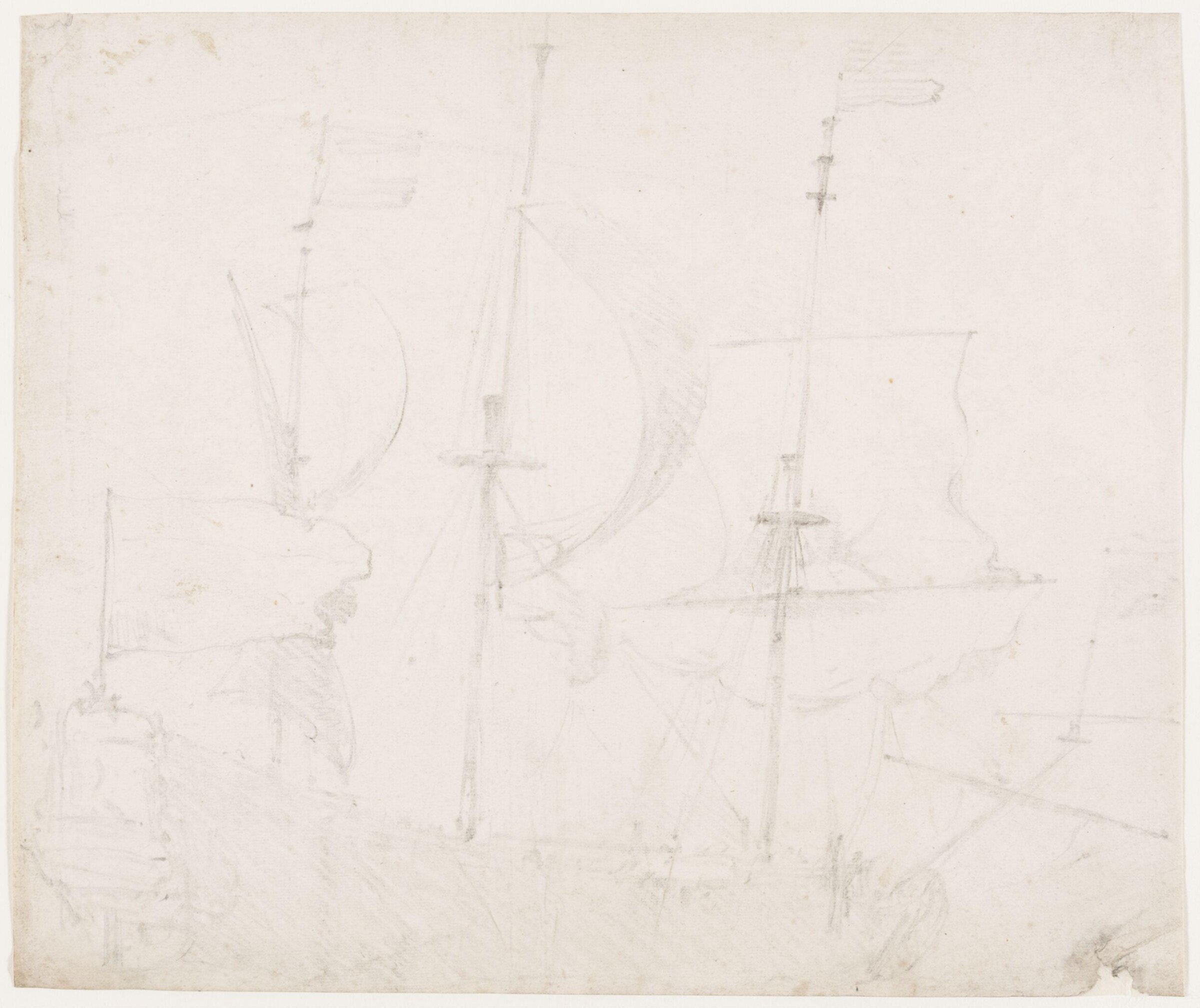 Rough sketch of a Dutch ship before the wind; broadside view, willem van de velde the elder, 17th century