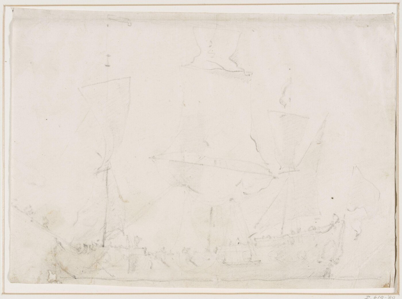 willem van de velde the younger, An English frigate in the wind; broadside view