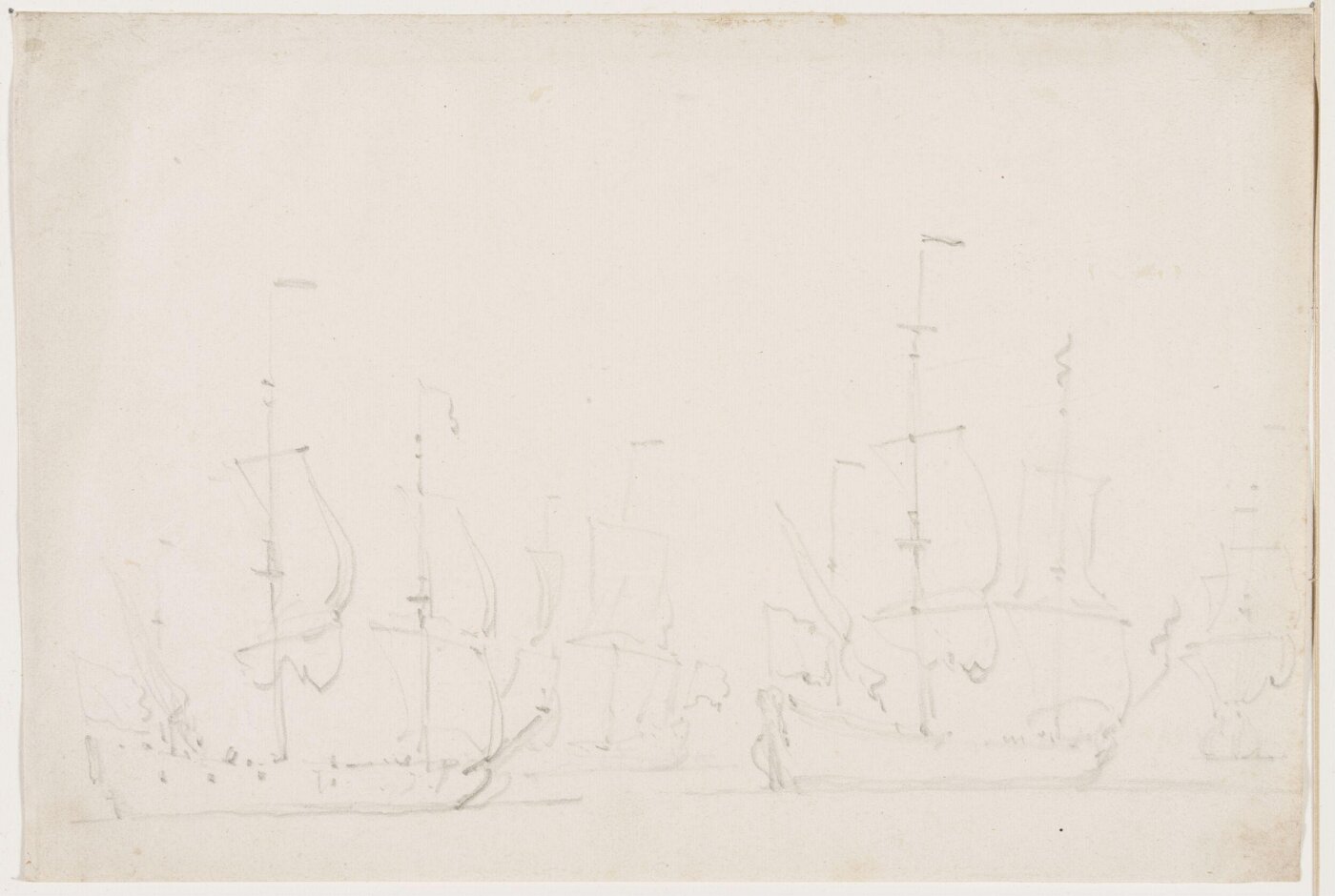 willem van de velde the younger, A flute and other Dutch ships in a light breeze