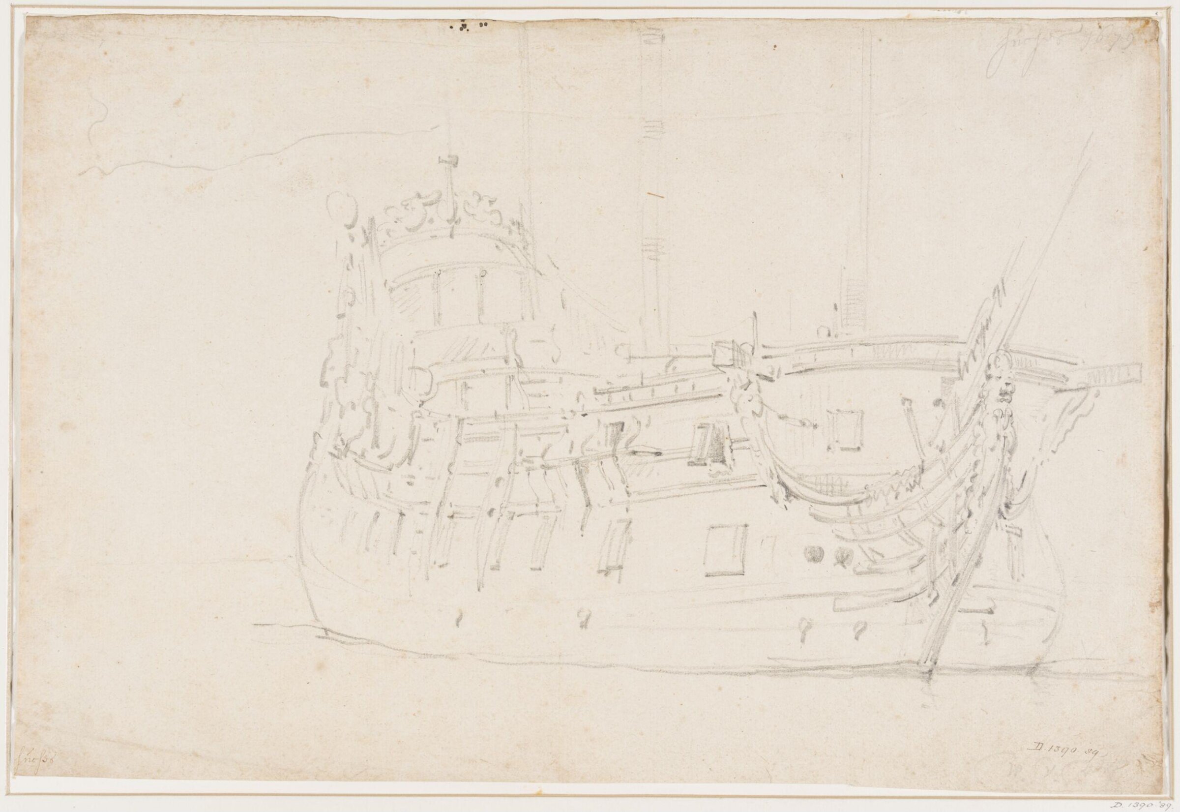 Hull of the English Ship Success; From Ahead, Willem van de Velde younger, 1679