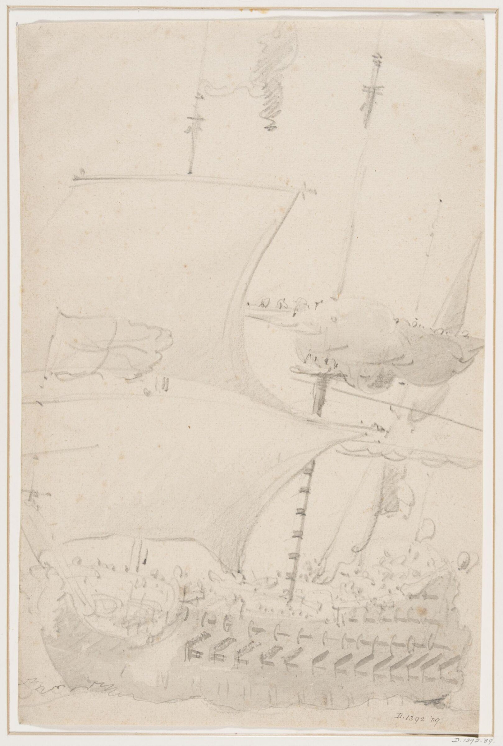 An English Vice-Admiral's Ship, Possibly the St. Andrew, Sailing before the Wind, Willem van de Velde elder, 17th century