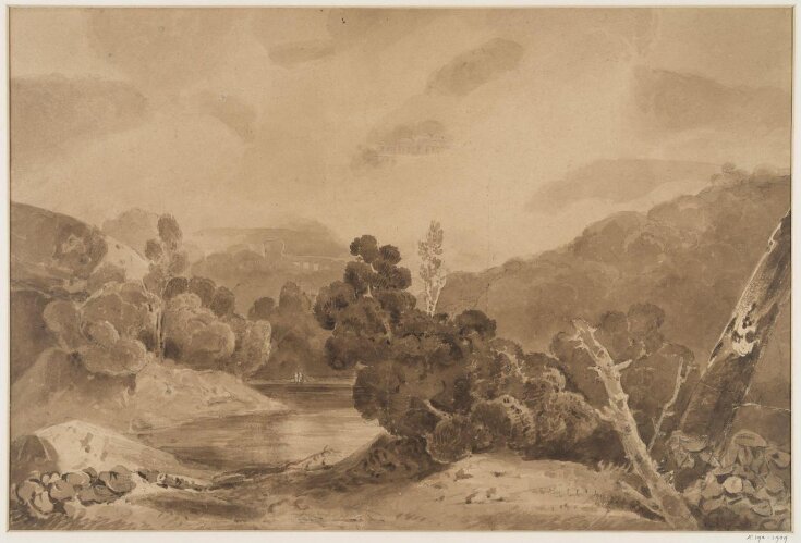 River scene with a temple or palace in the clouds top image