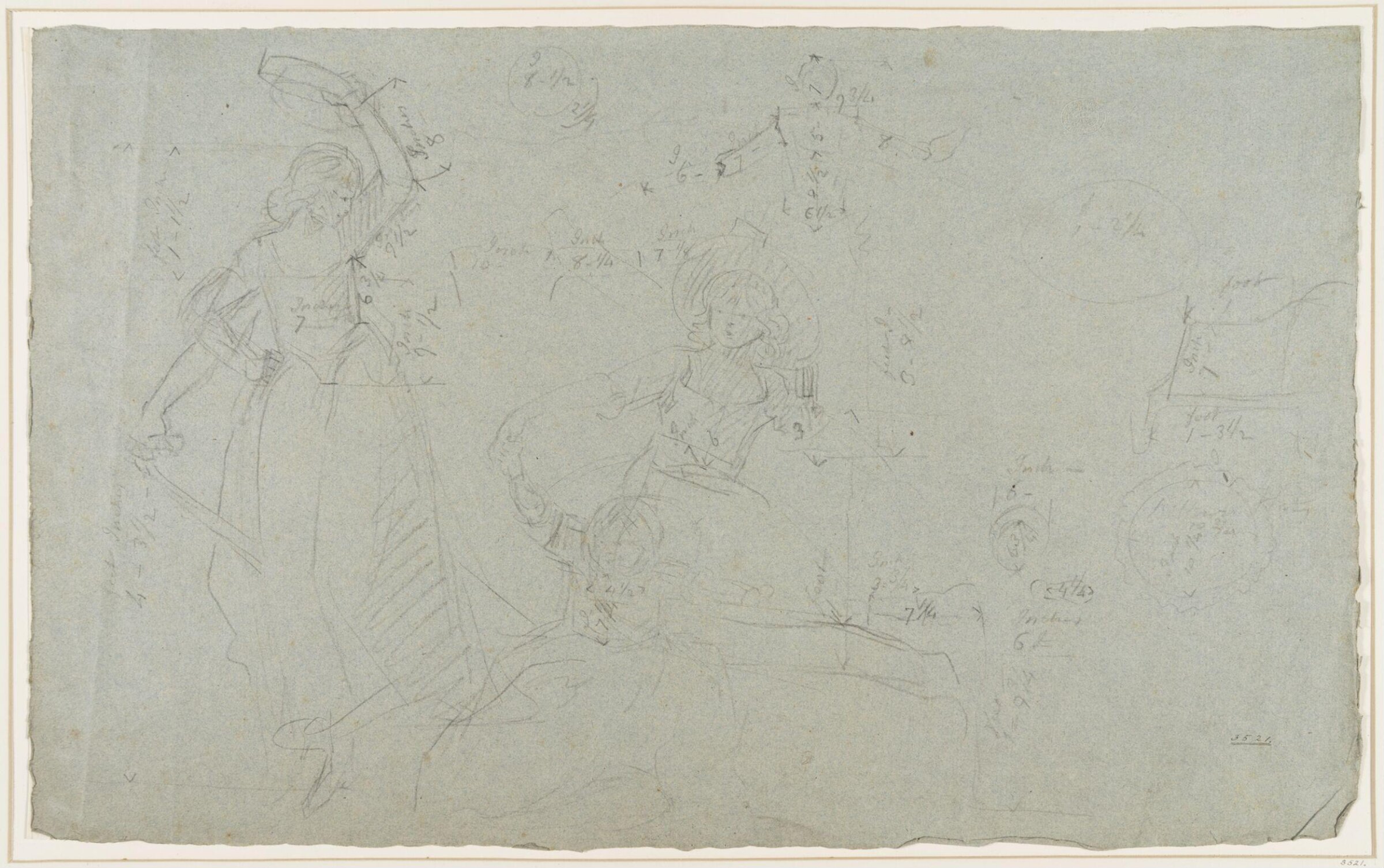 Preliminary study of the daughters of George III, Copley, ca. 1780-1785
