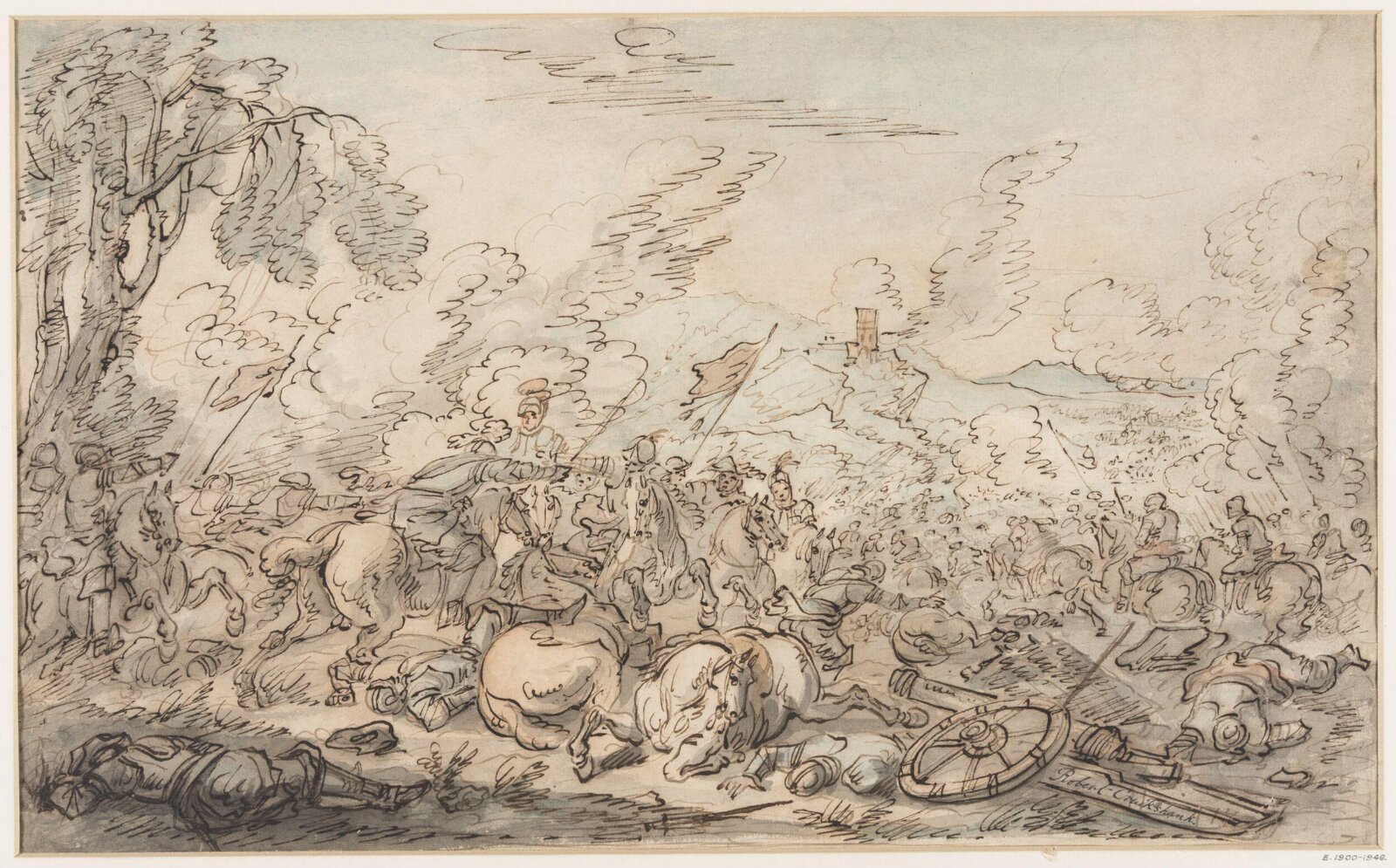 Drawing, Robert Cruikshank, early 19th century
