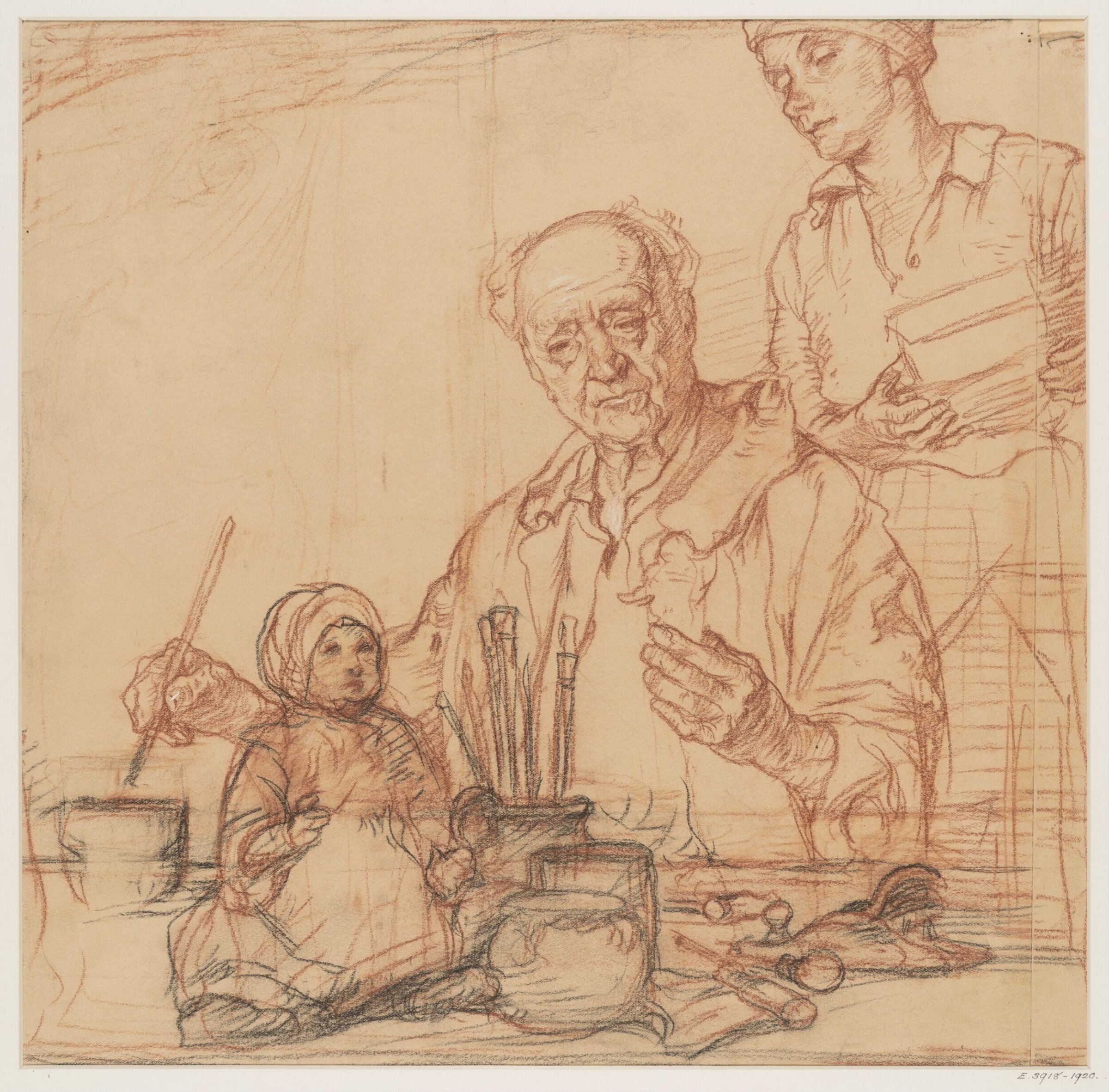 Study for a painting entitled 'The Doll's Hospital', Elijah Albert Cox, ca. 1920
