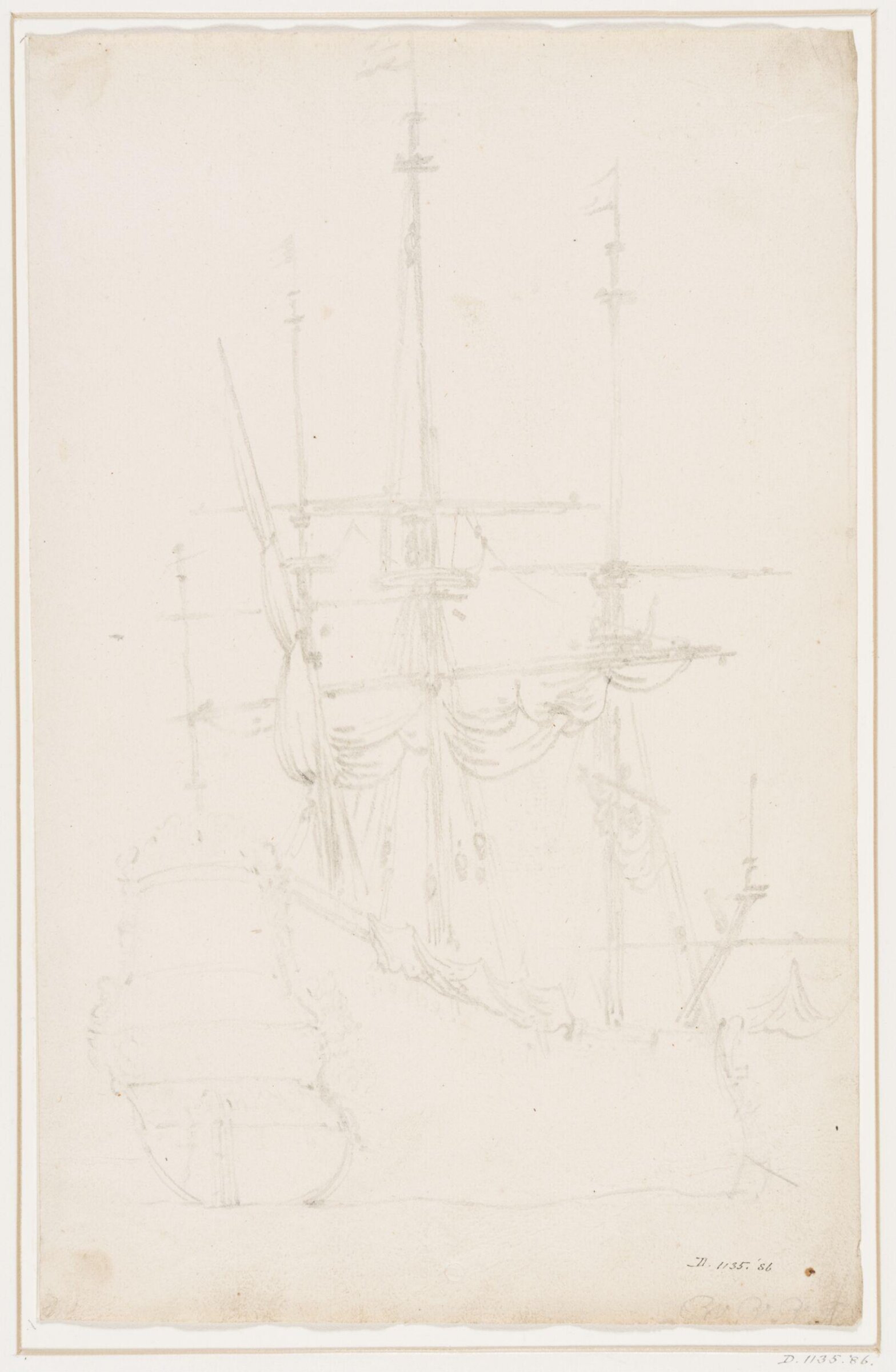 Stern view of a Dutch sailing ship at anchor, willem van de velde, 17th century
