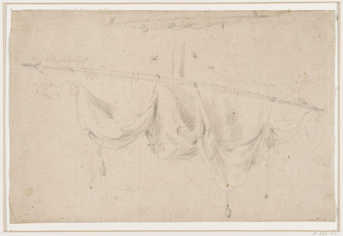 willem van de velde the younger, Study of a sail hanging loose on a yard